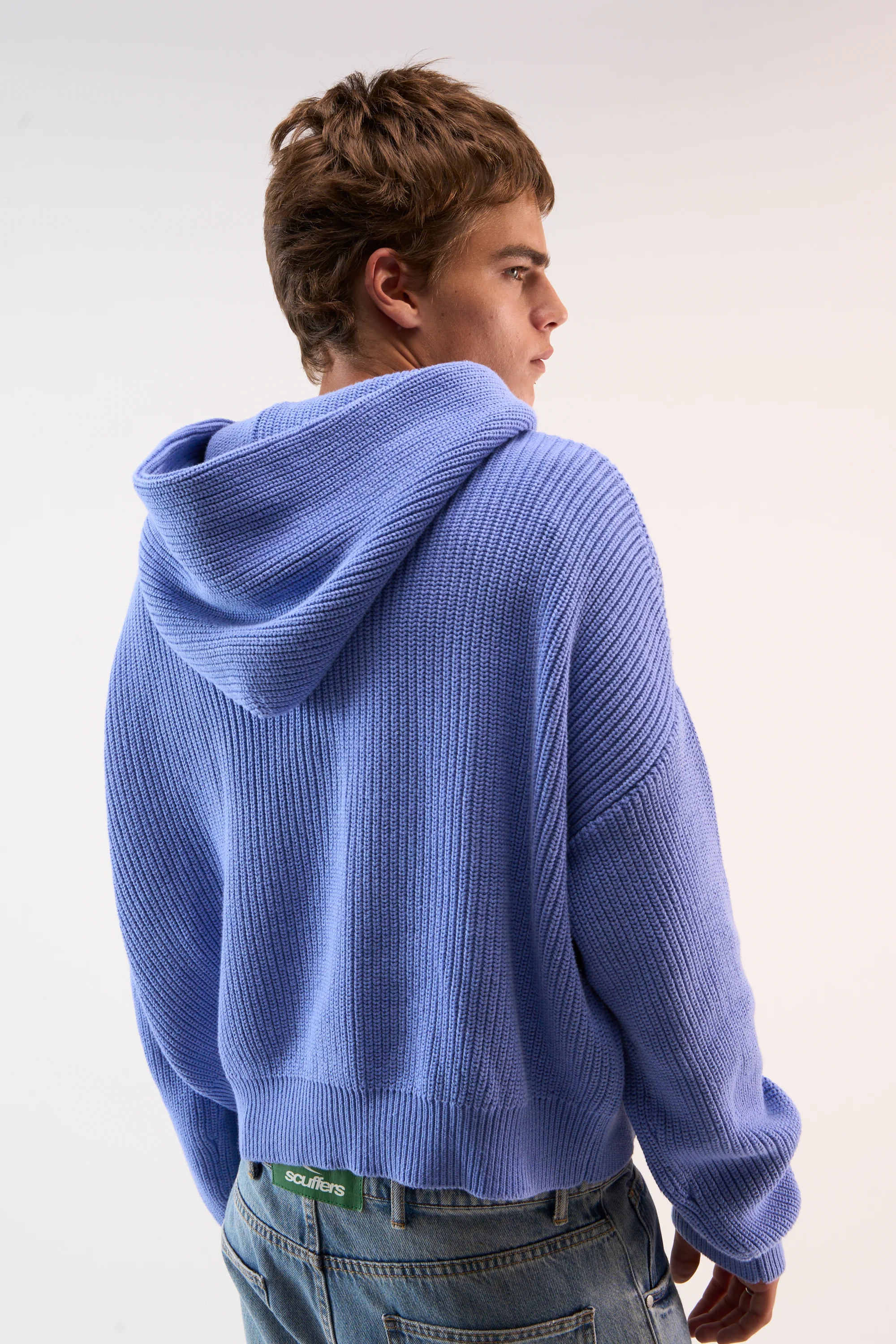 Bawdy Royal Blue Knit Hoodie - Image 4
