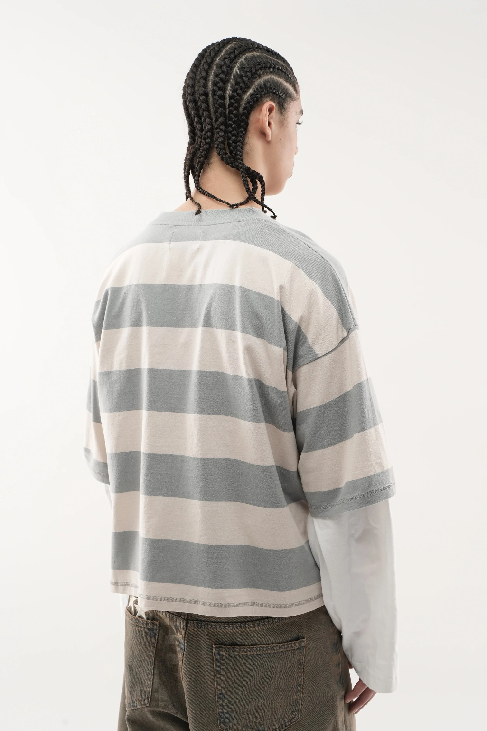 Boy Grey Striped T-Shirt - Image 5