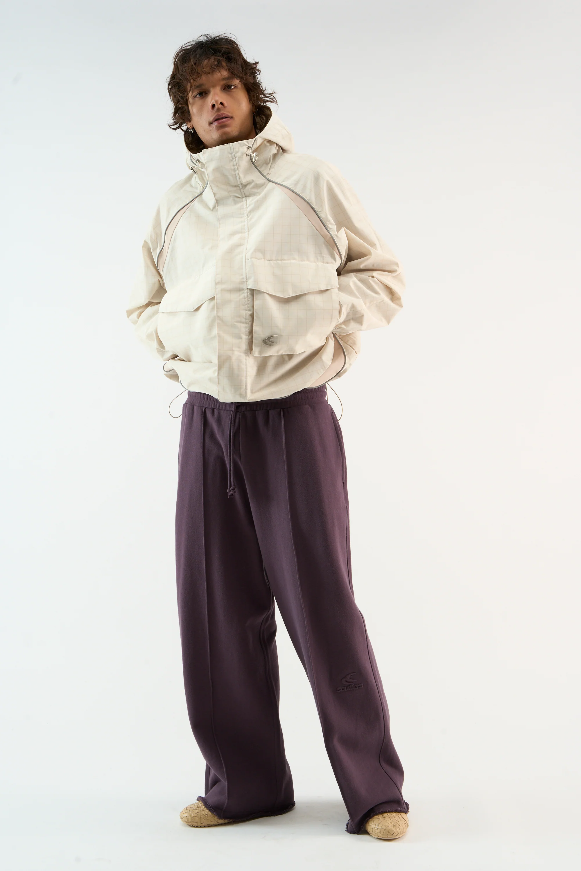 Checkered Ecru Essential Windbreaker - Image 3