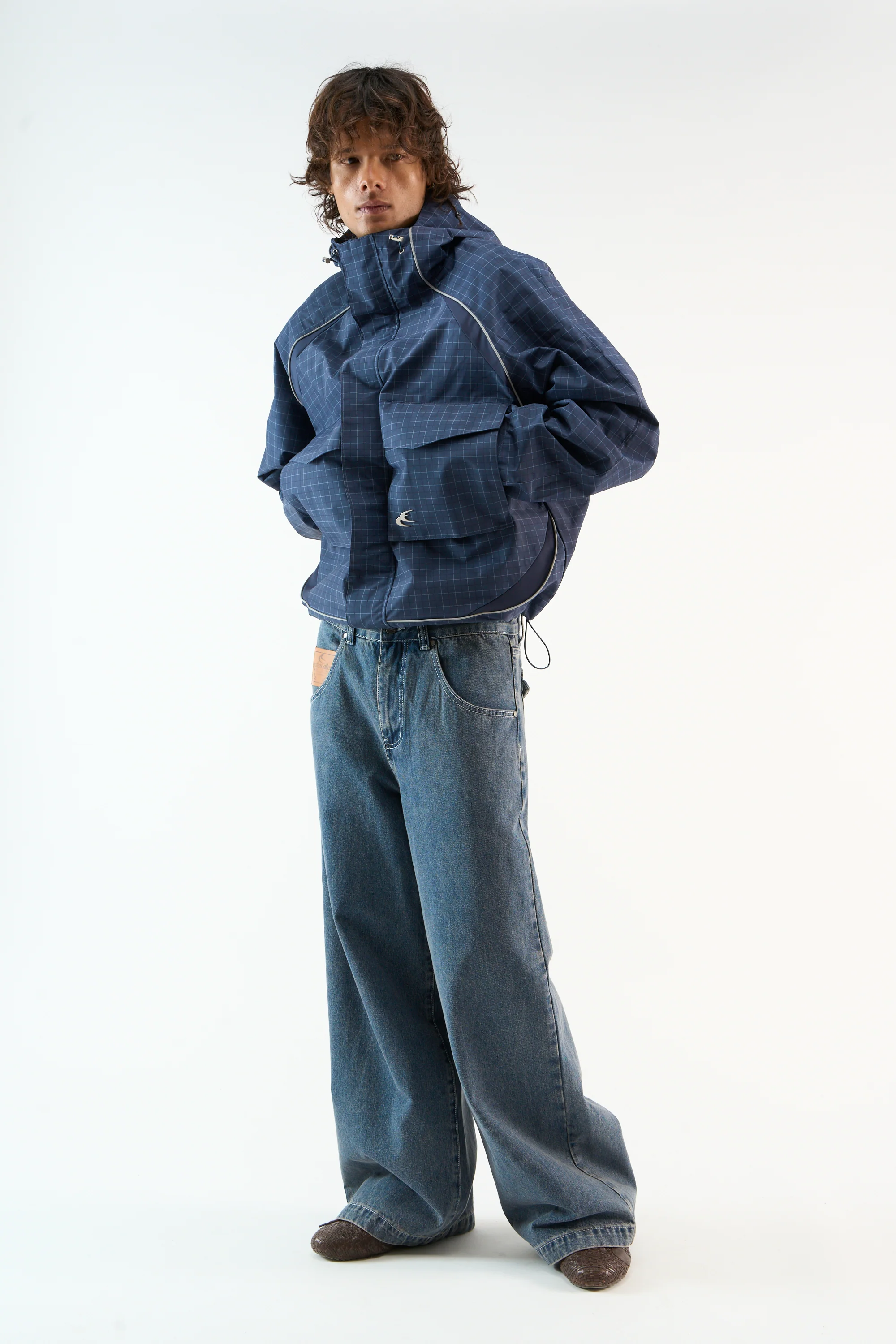 Checkered Navy Essential Windbreaker - Image 3