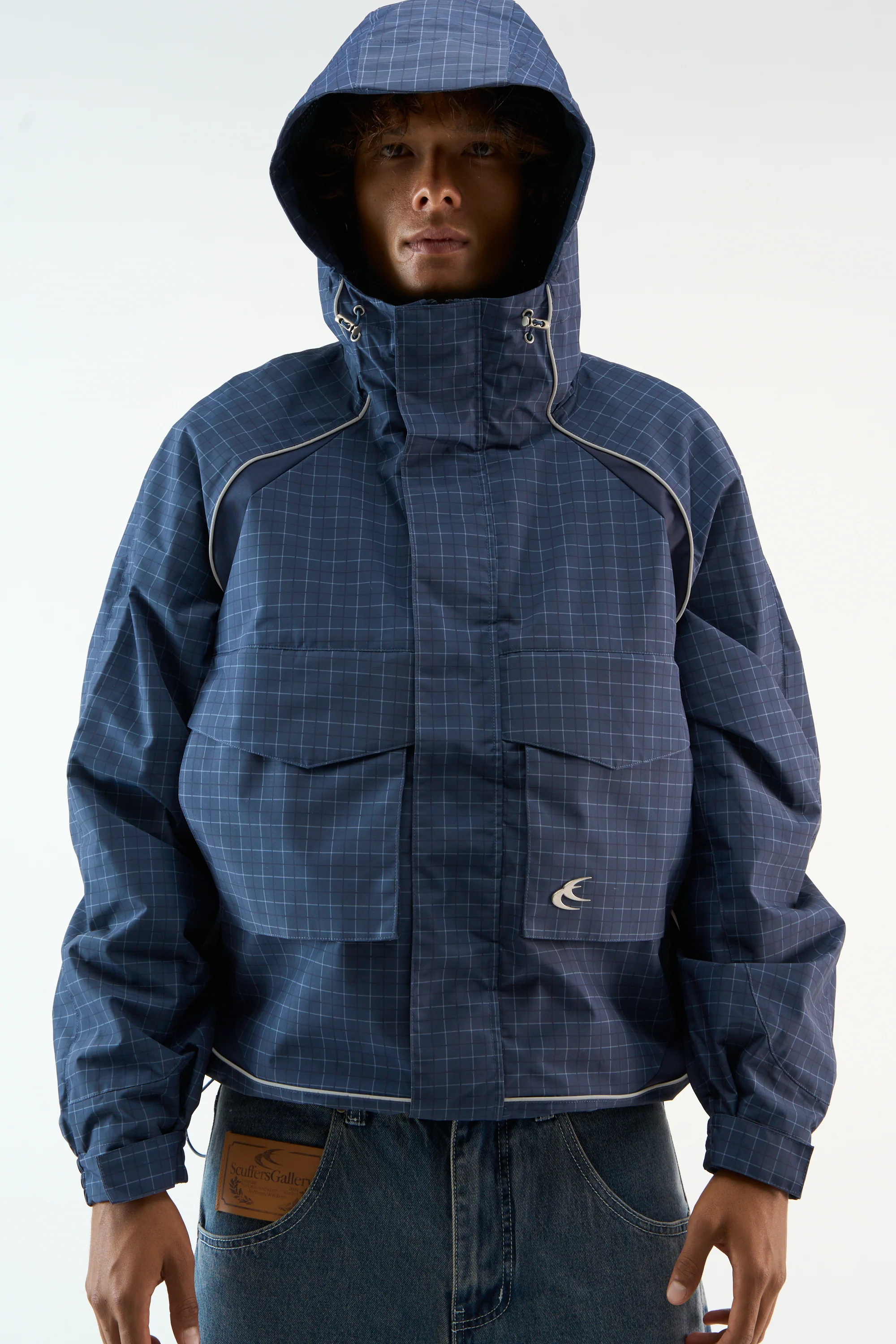 Checkered Navy Essential Windbreaker - Image 6