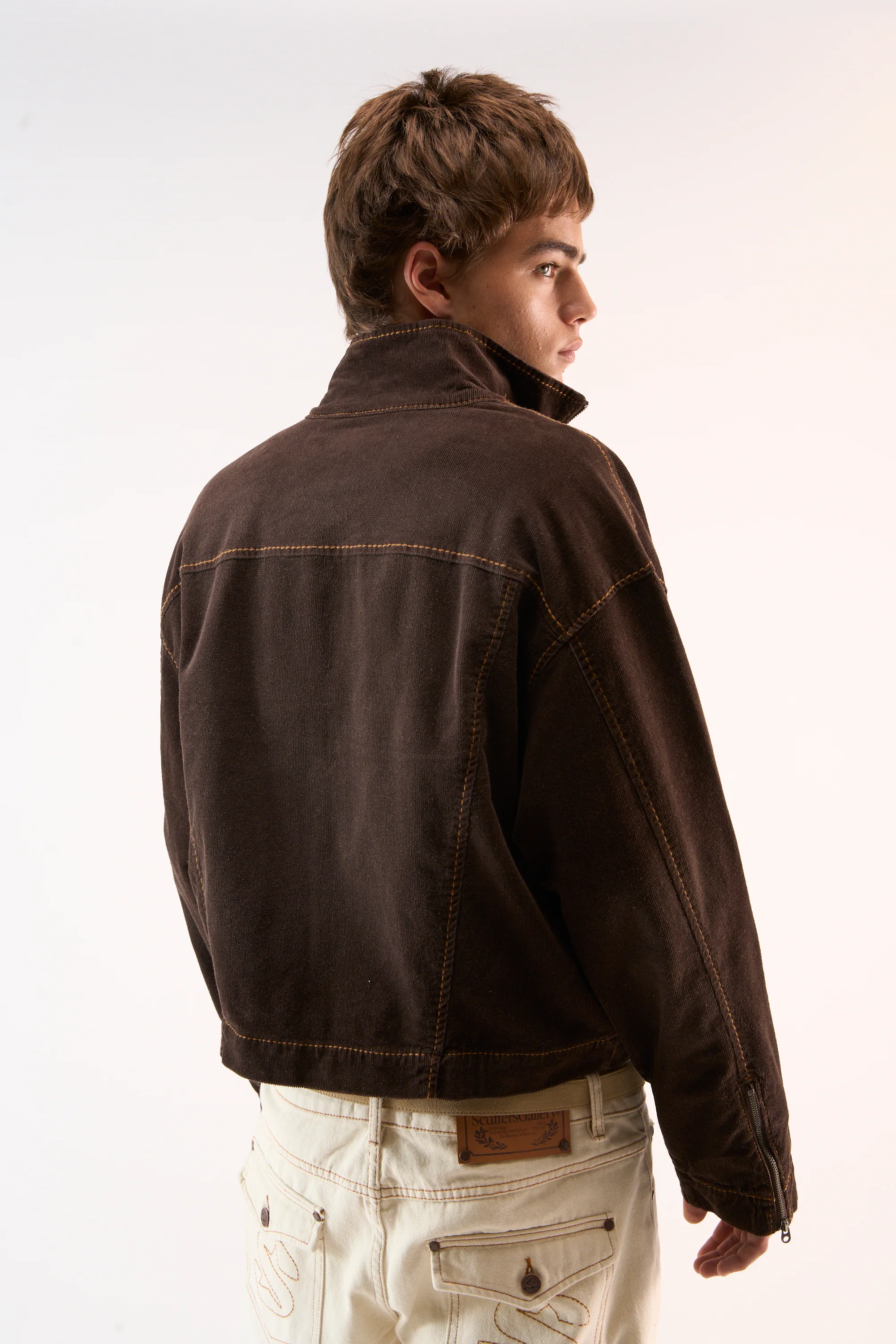 Corduroy Flared Brown Jacket - Image 4