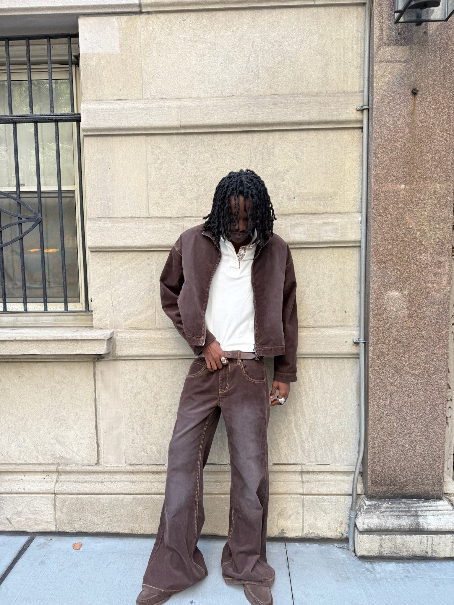 Corduroy Flared Brown Jacket - Image 7