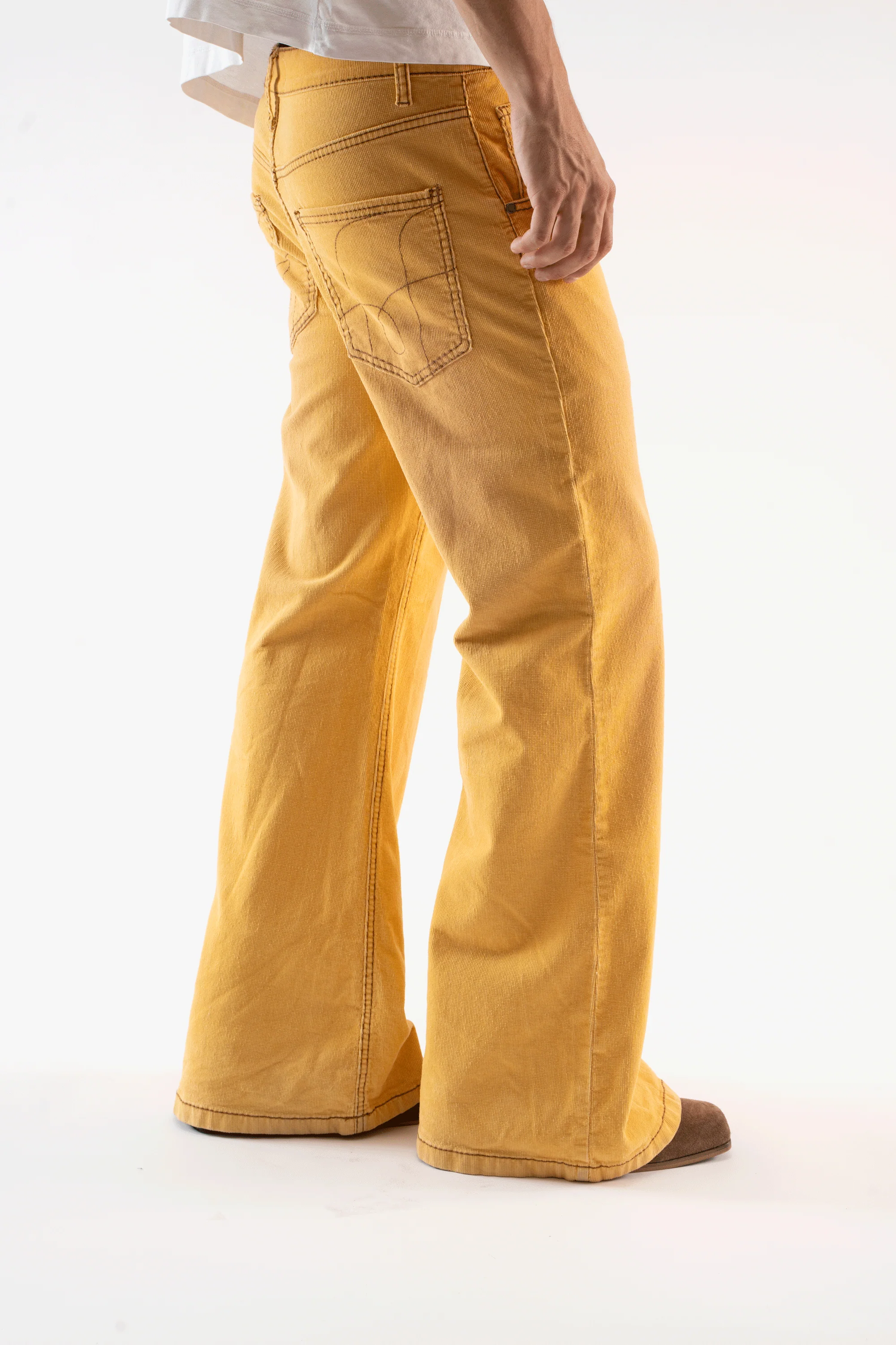 Corduroy Flared Yellow Pants - Image 3