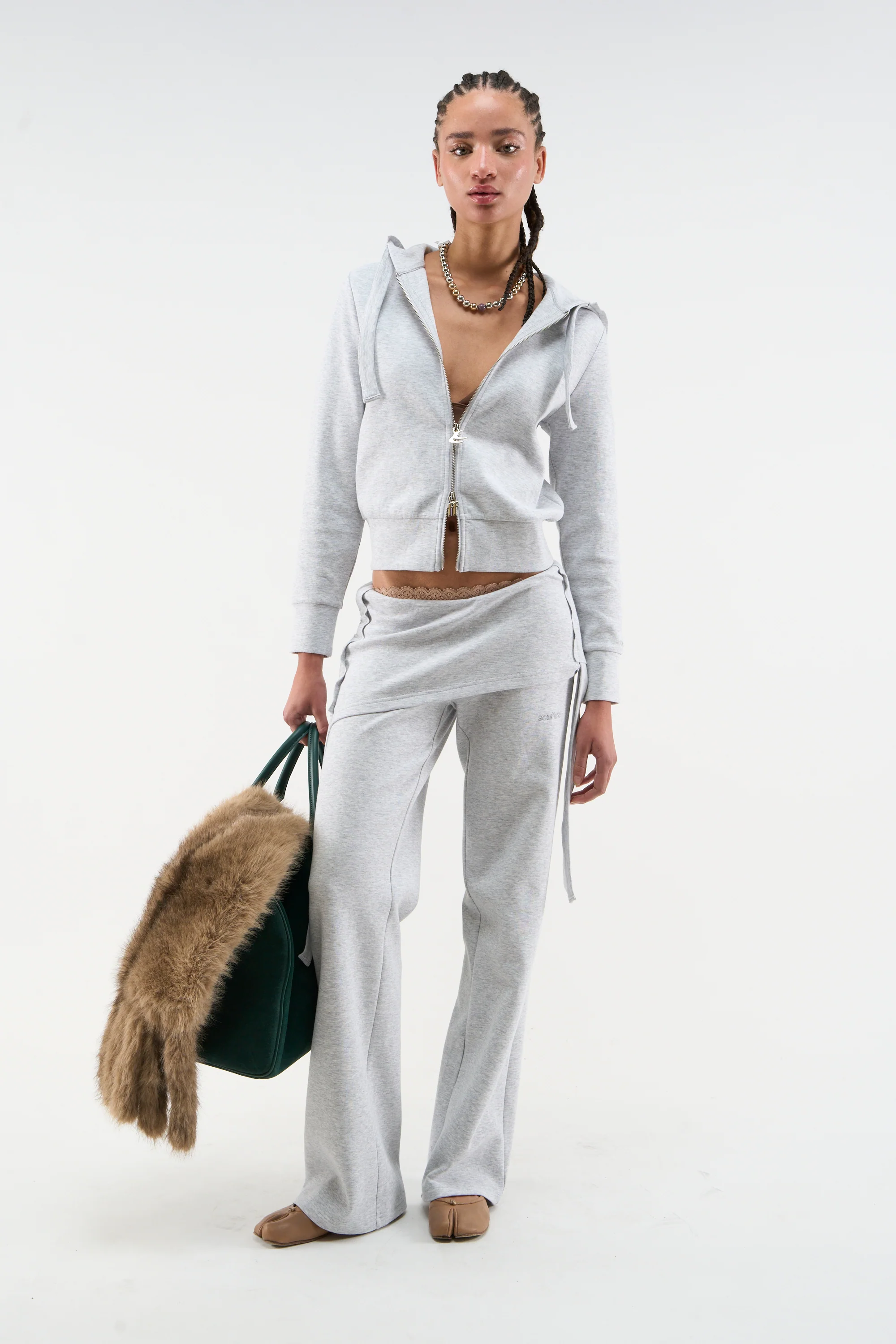 Cozy Grey Melange Pants - Image 2