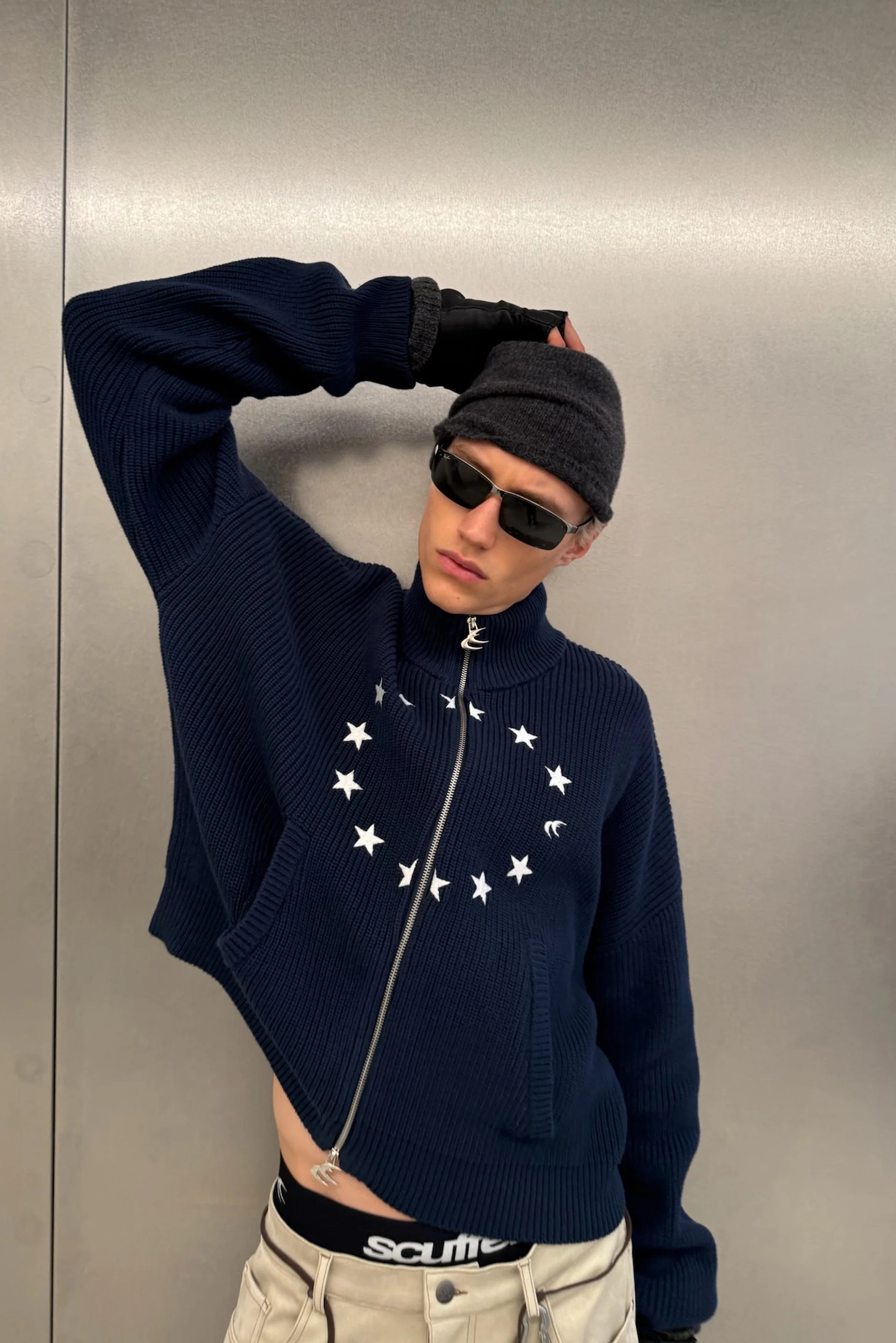 Ea Navy Blue Knit Zipper - Image 4