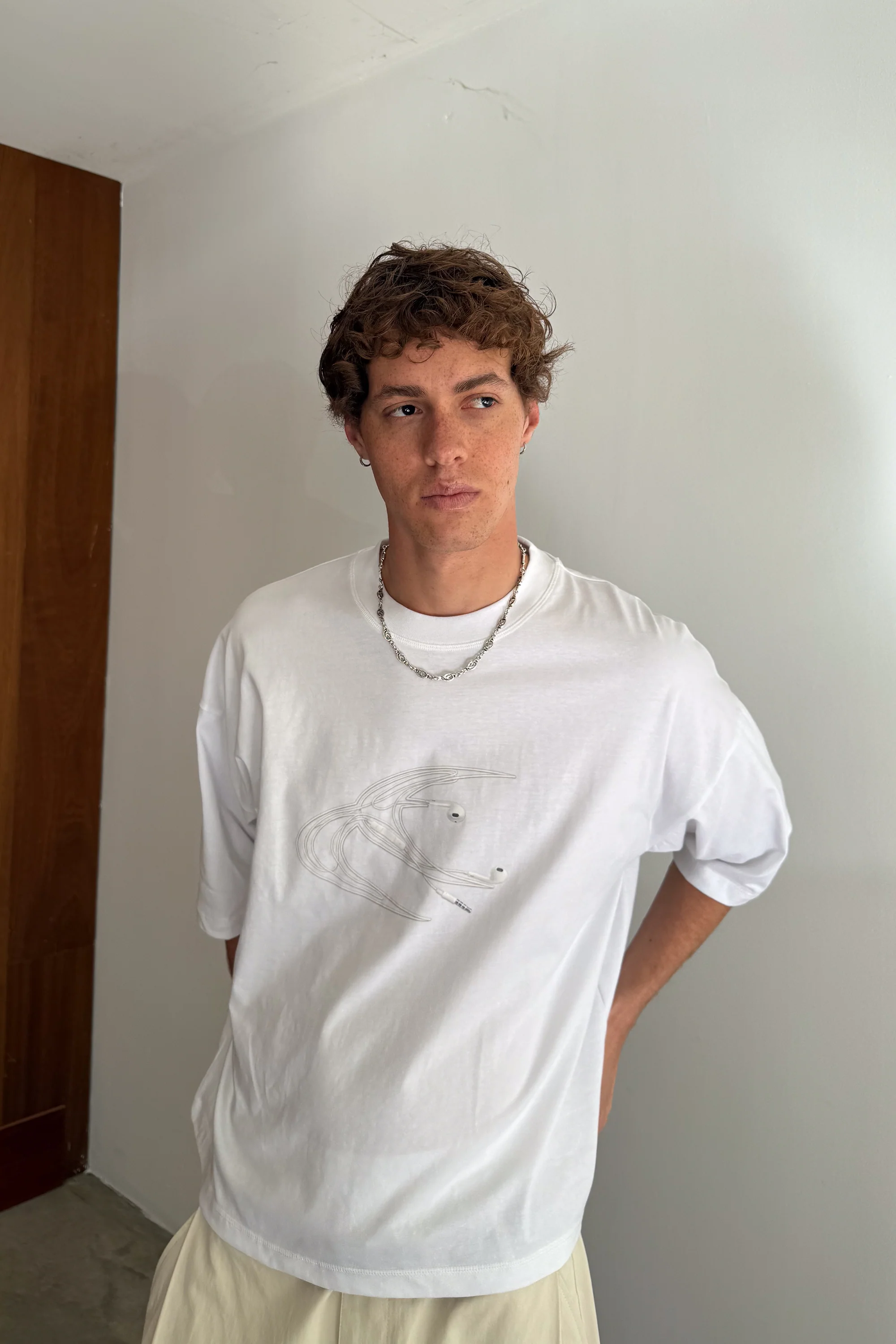 Earphones White T-Shirt - Image 4