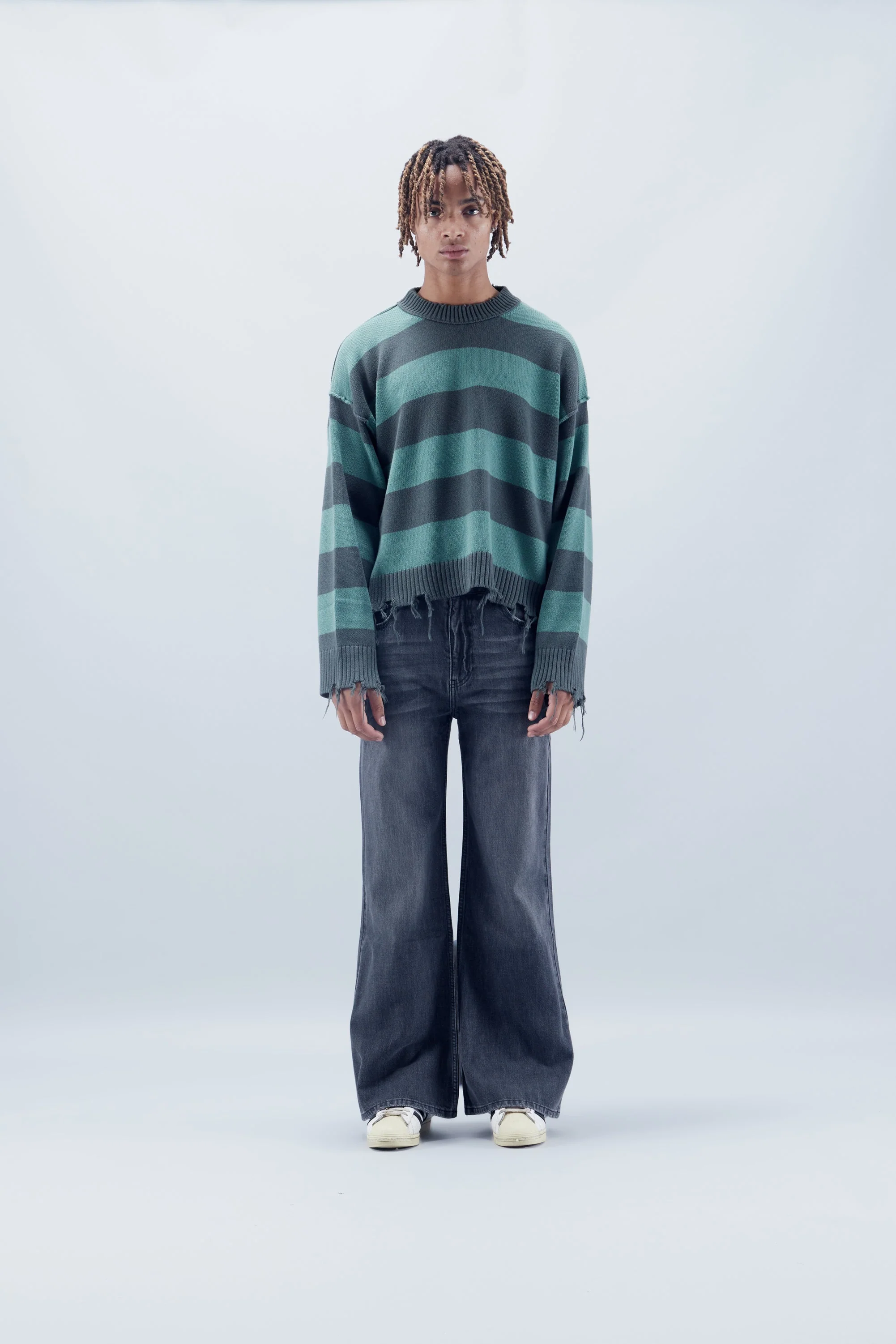 Flared Dark Grey Jeans - Image 3