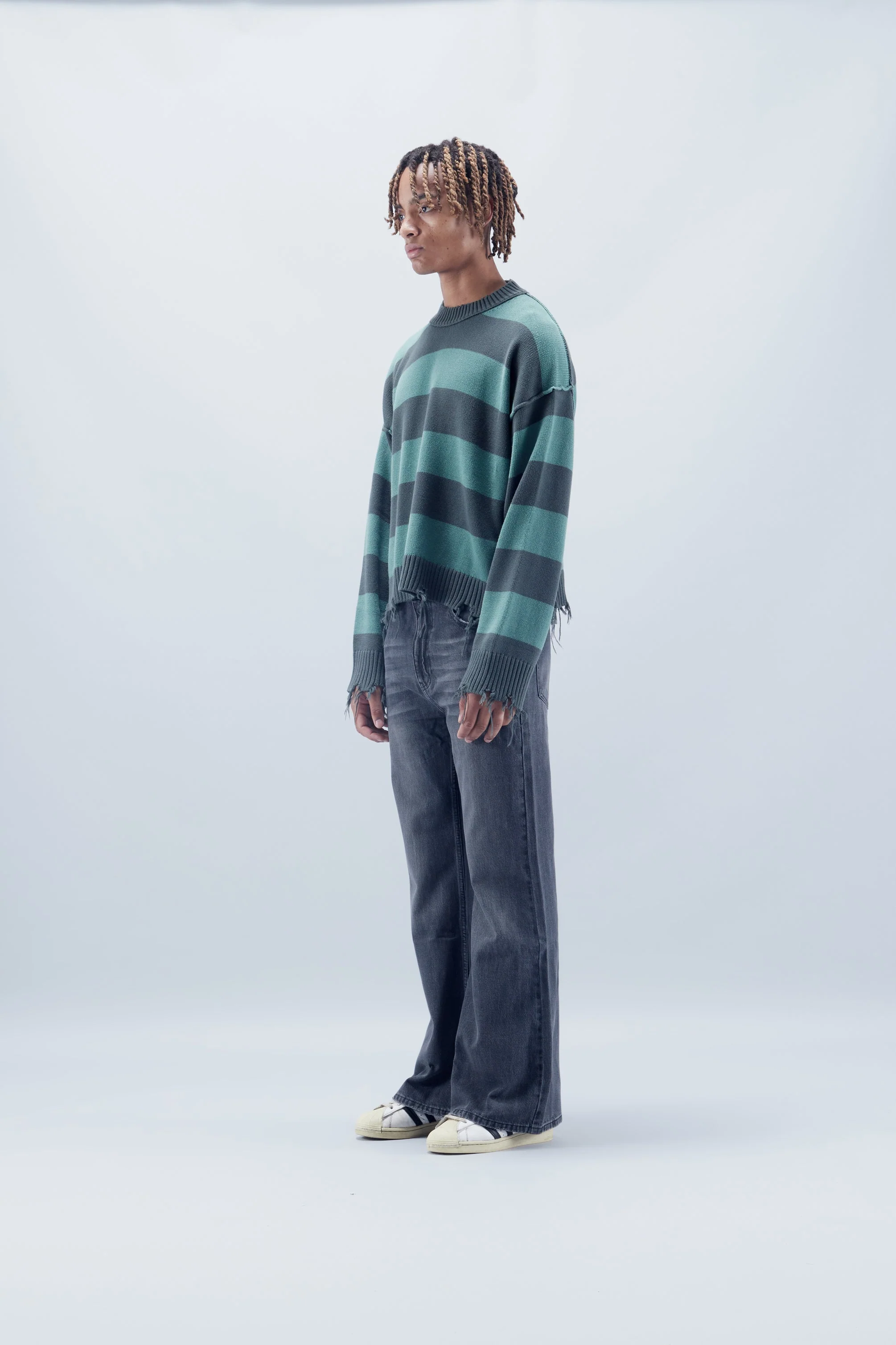 Flared Dark Grey Jeans - Image 4