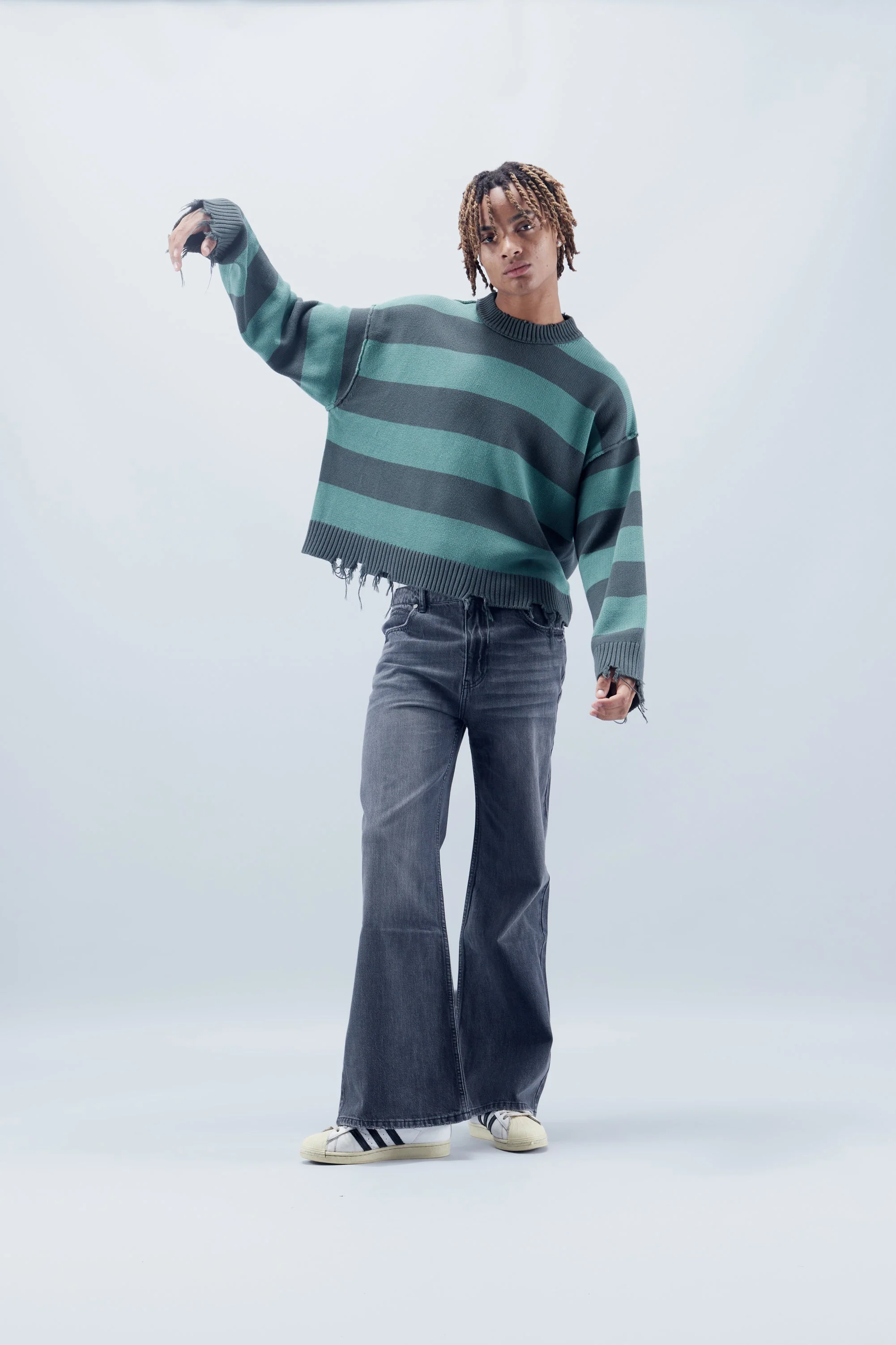 Flared Dark Grey Jeans - Image 6