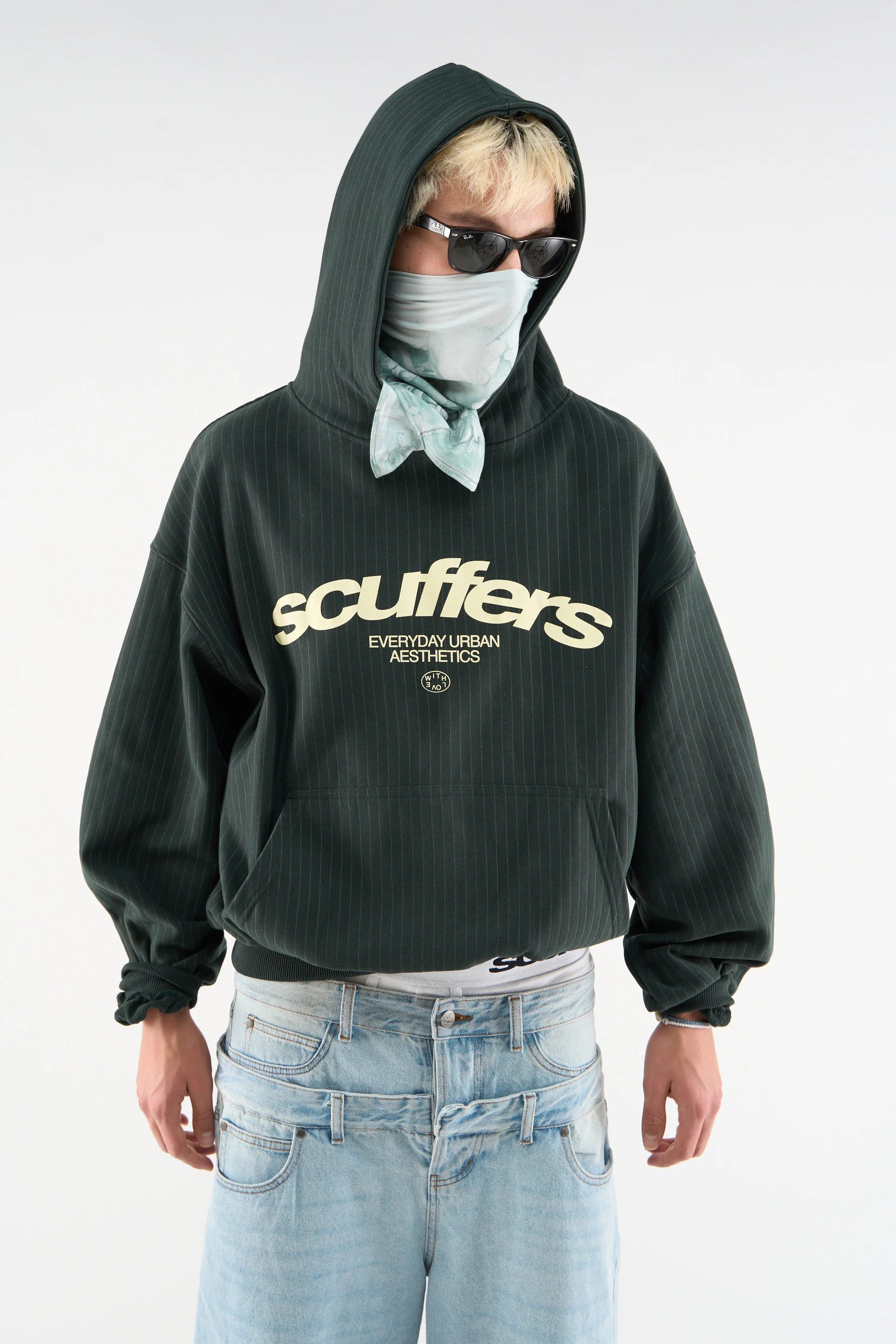 Iconic Dark Green Pinstripe Hoodie - Image 3