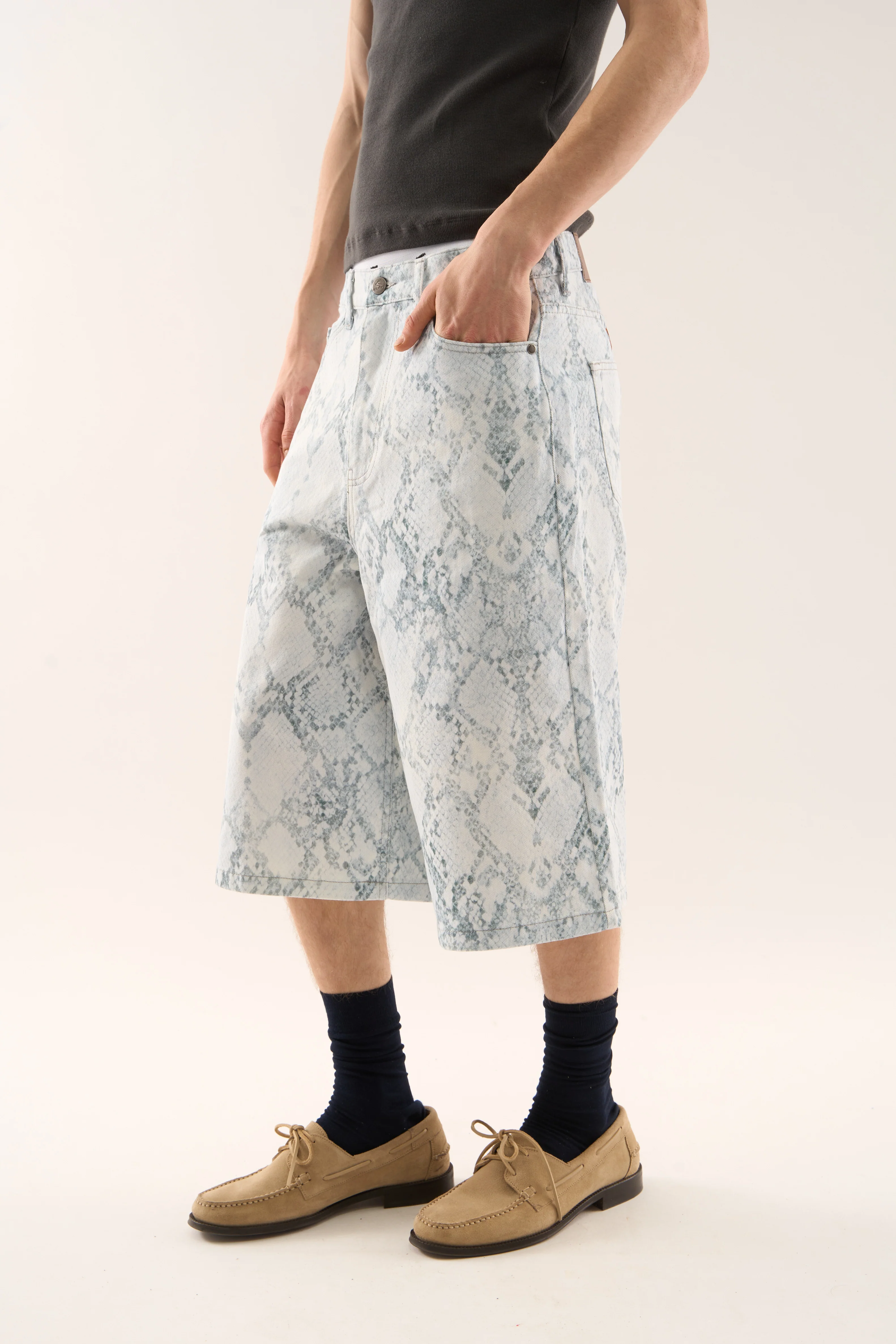 Jumbo Light Blue Snakeprint Shorts - Image 6