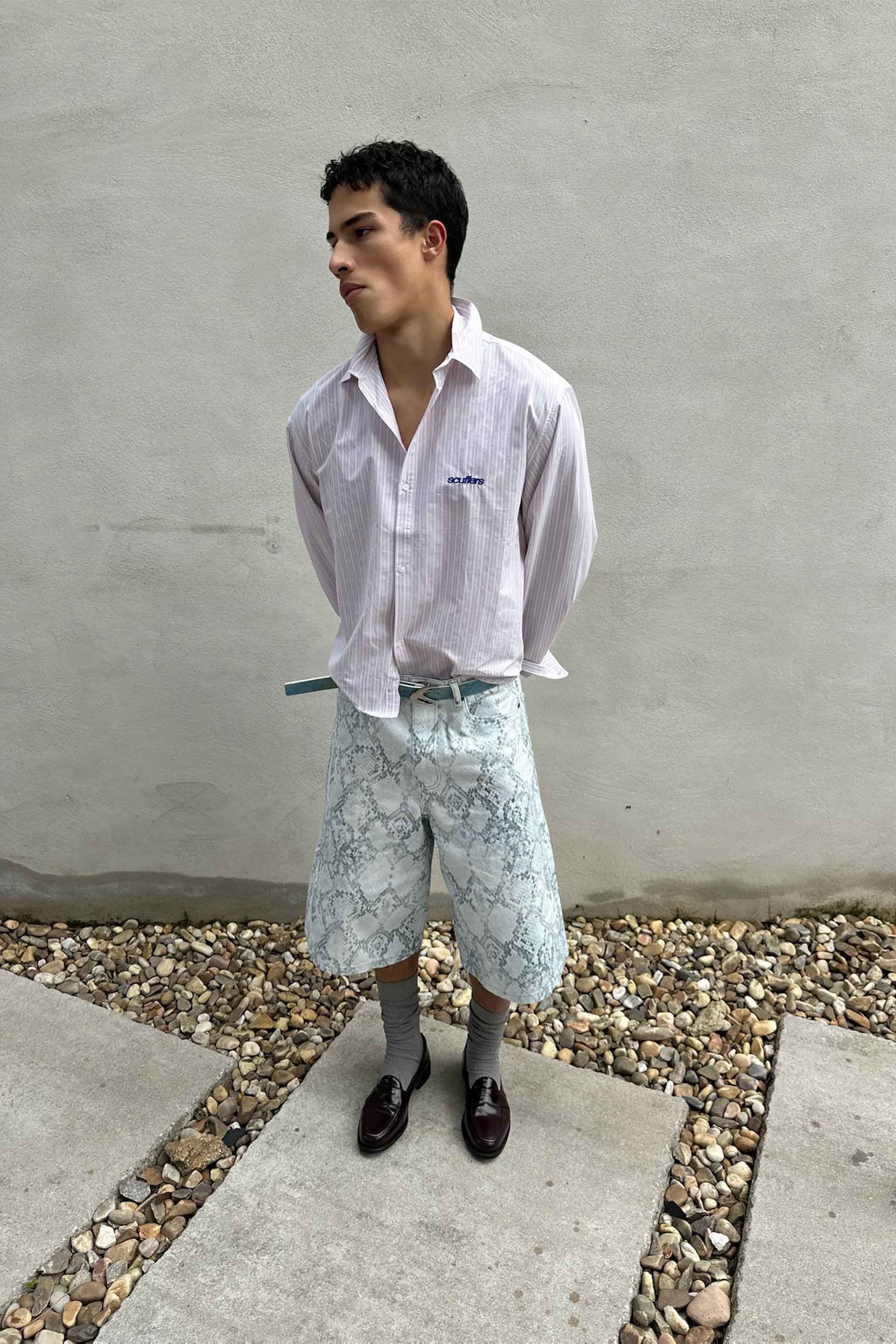 Jumbo Light Blue Snakeprint Shorts - Image 8