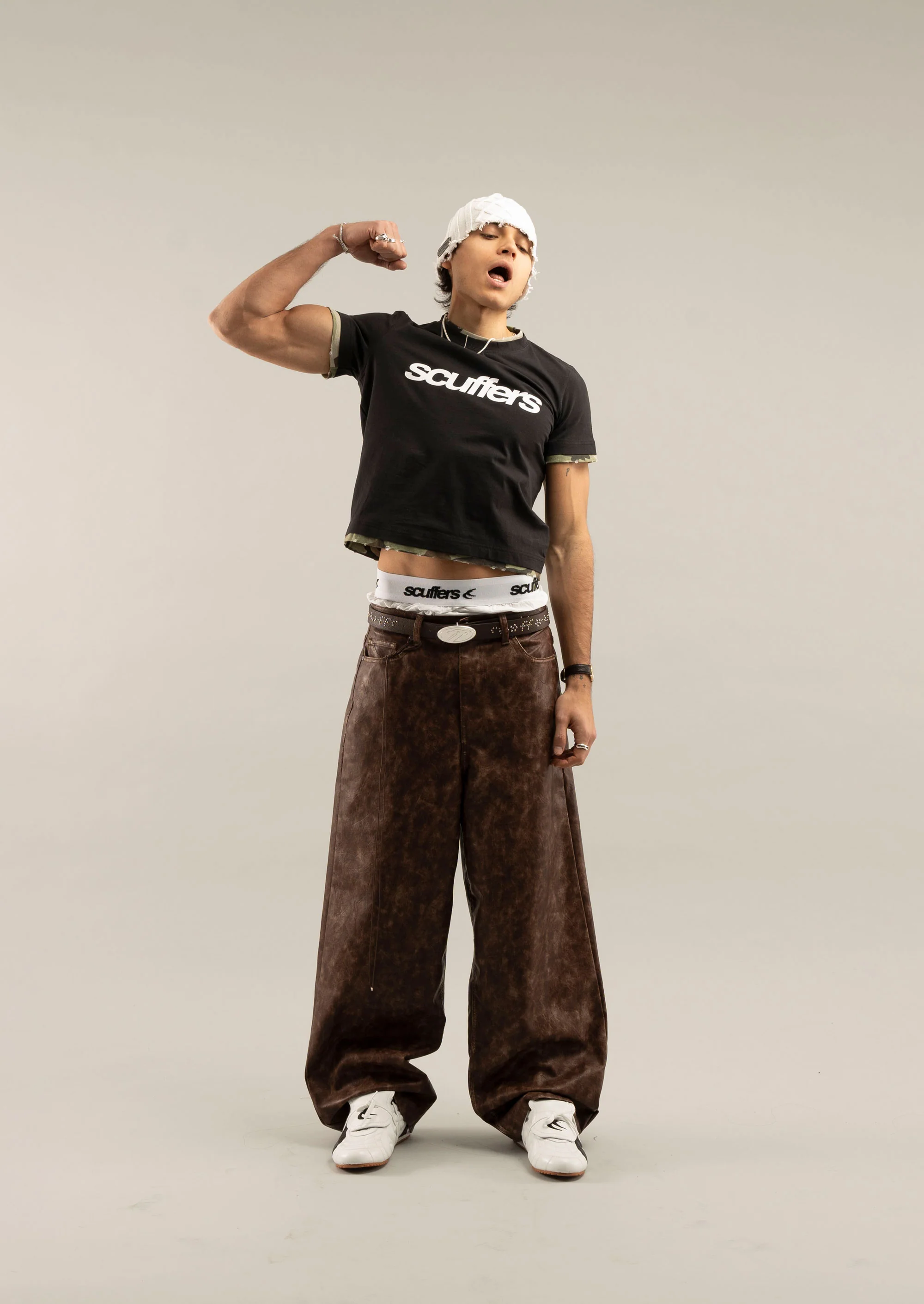 Leather Brown Jumbo Pants - Image 2