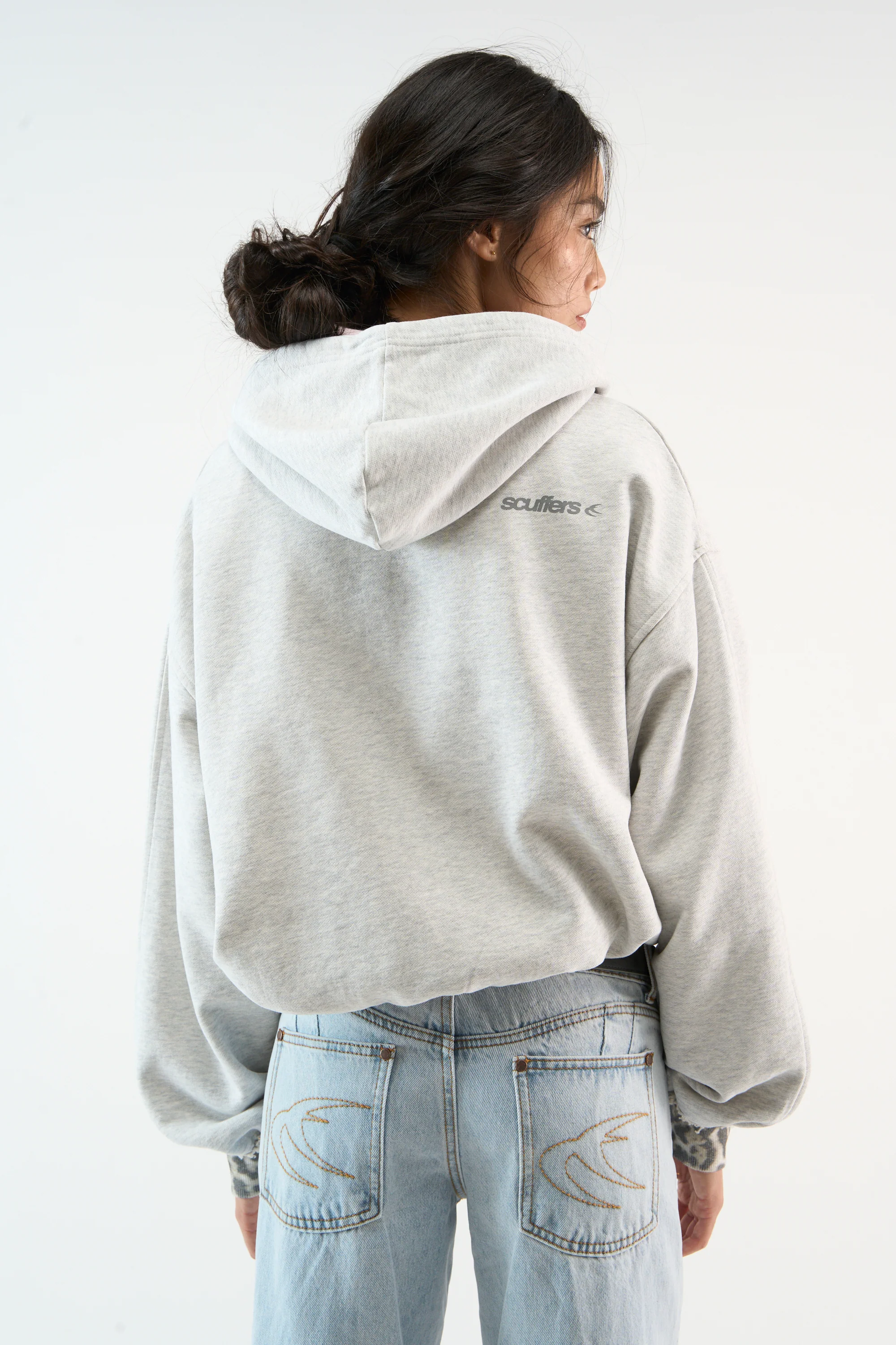Leo Grey Melange Hoodie - Image 3