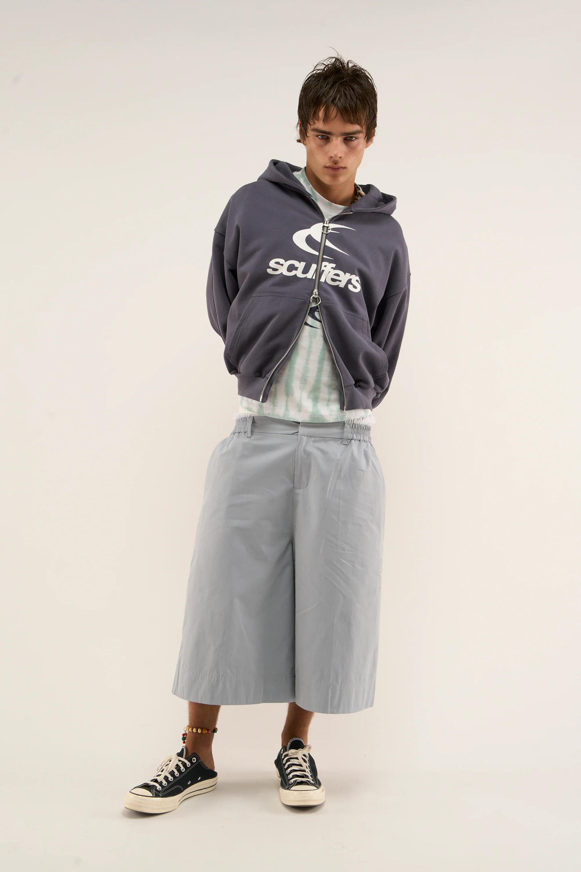 Logo Navy Zipped Hoodie - Image 3