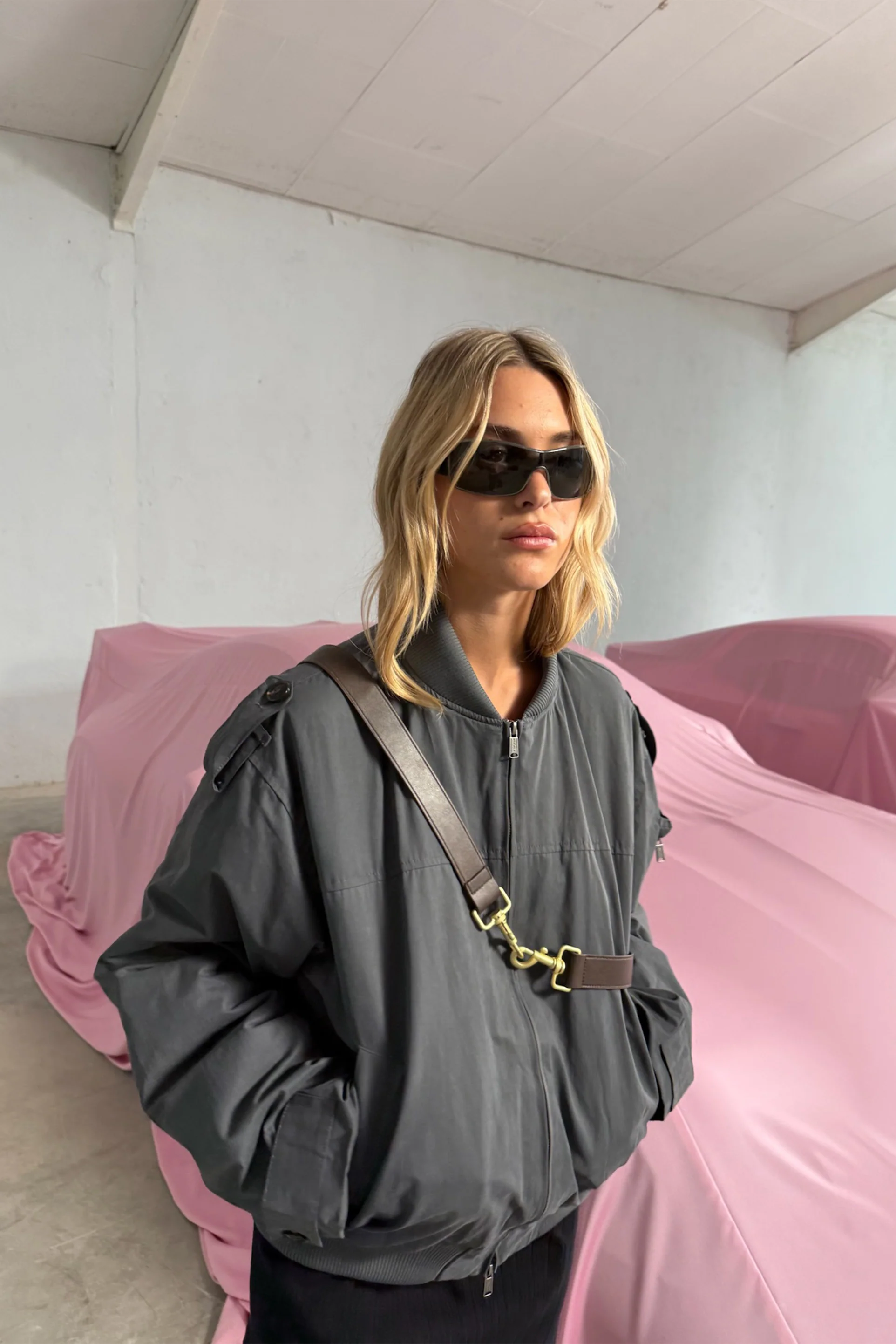 London Dark Grey Bomber Jacket - Image 5