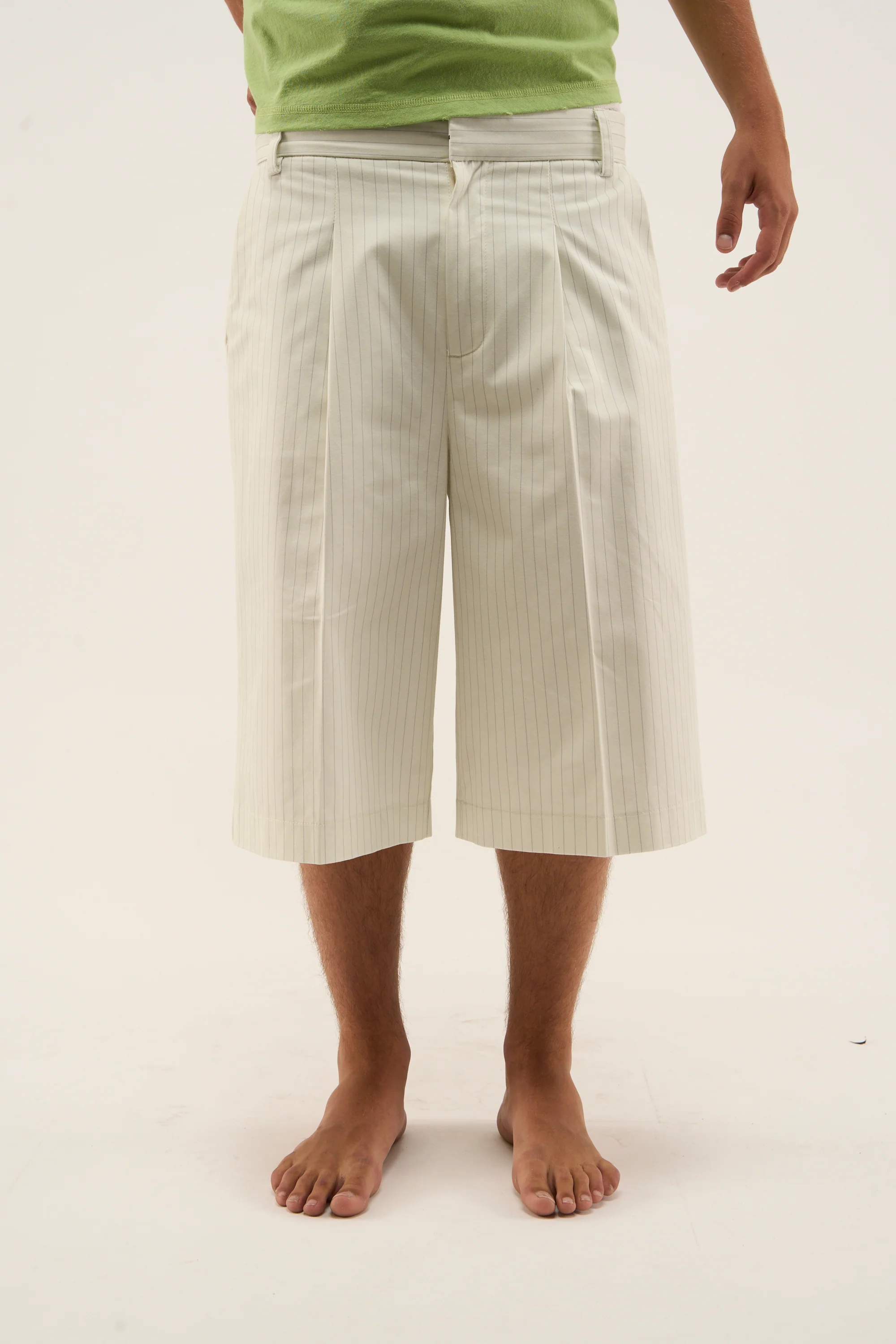 Maison Ecru Pinstripe Shorts - Image 4