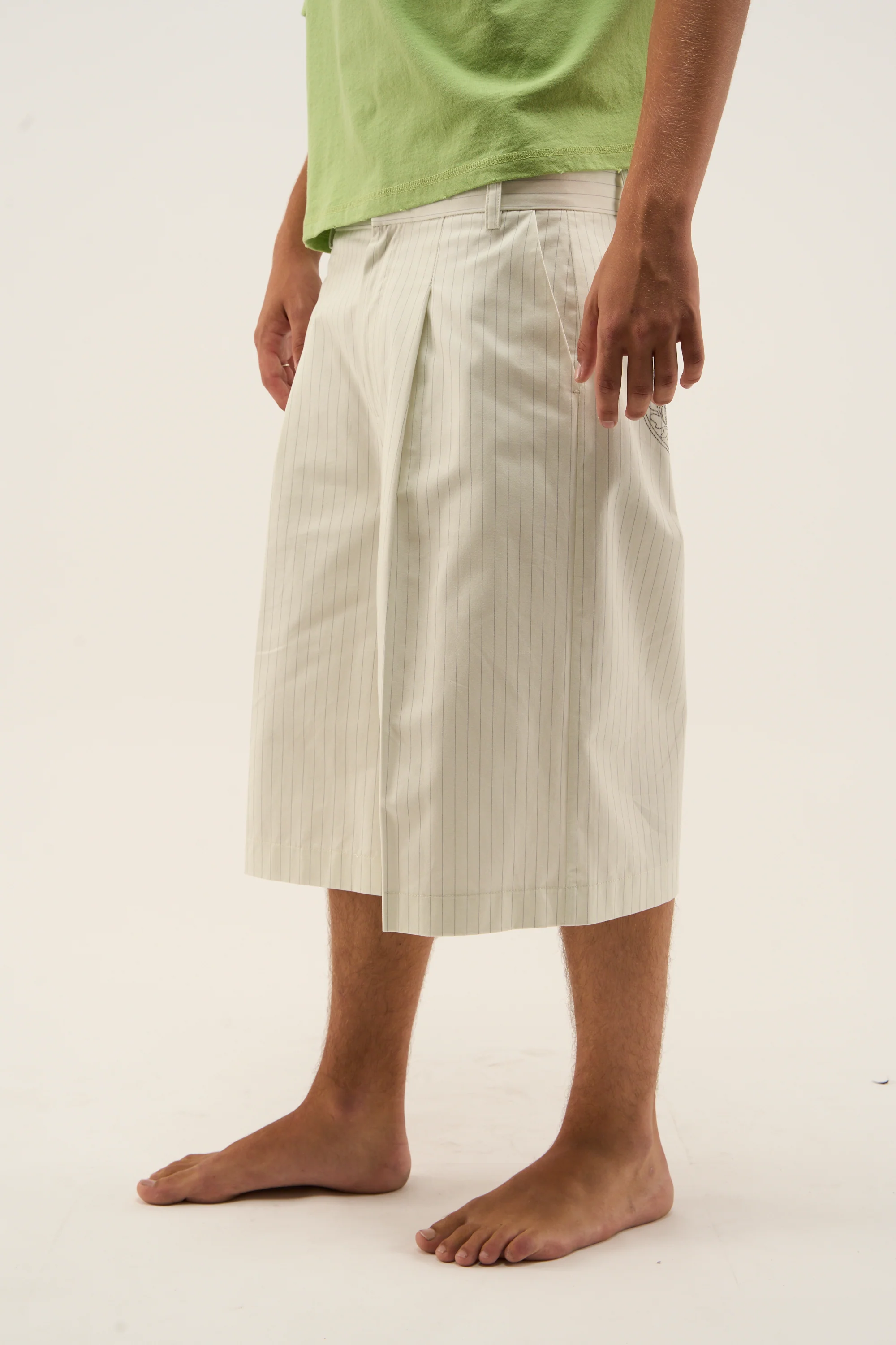 Maison Ecru Pinstripe Shorts - Image 6