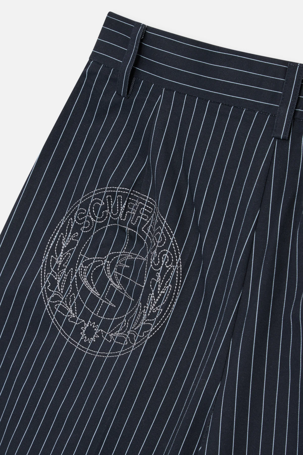Maison Navy Pinstripe Shorts - Image 7