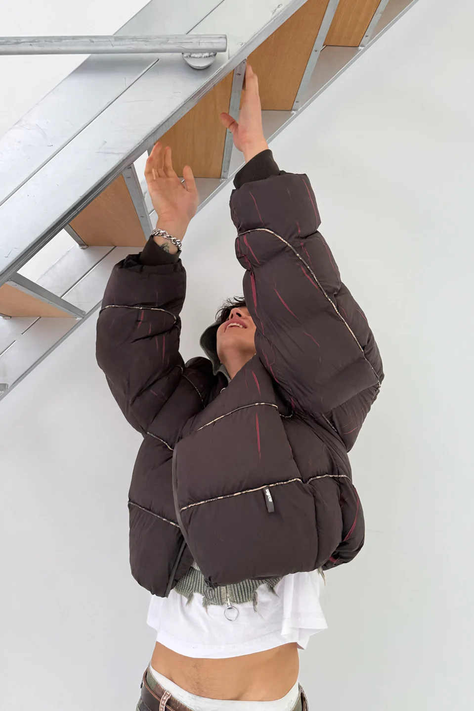 Marble Brown Puffer Jacket - Image 8