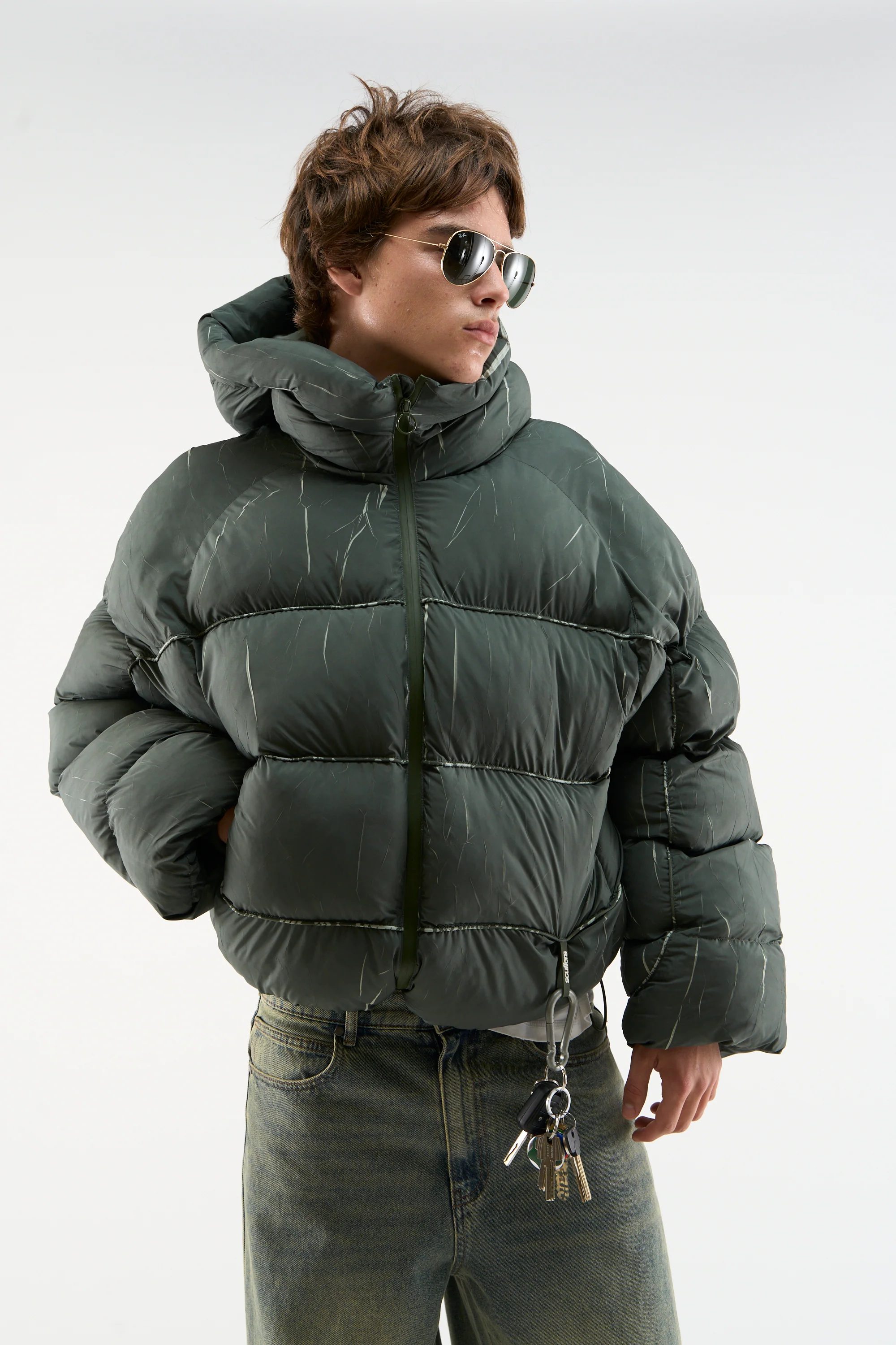 Marble Green Puffer Jacket