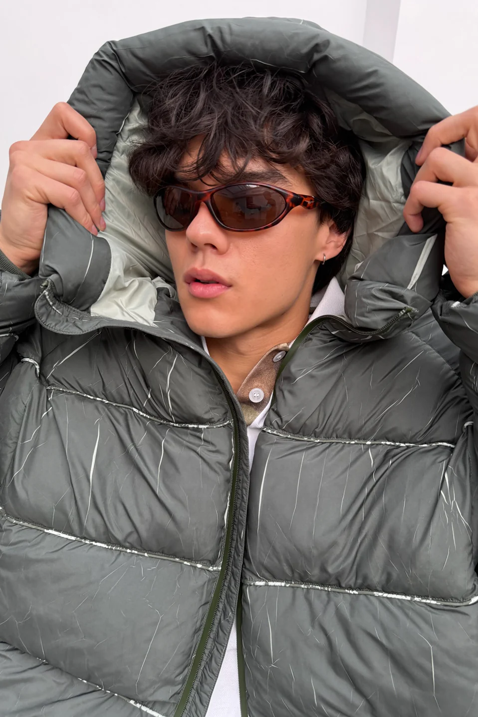 Marble Green Puffer Jacket - Image 4