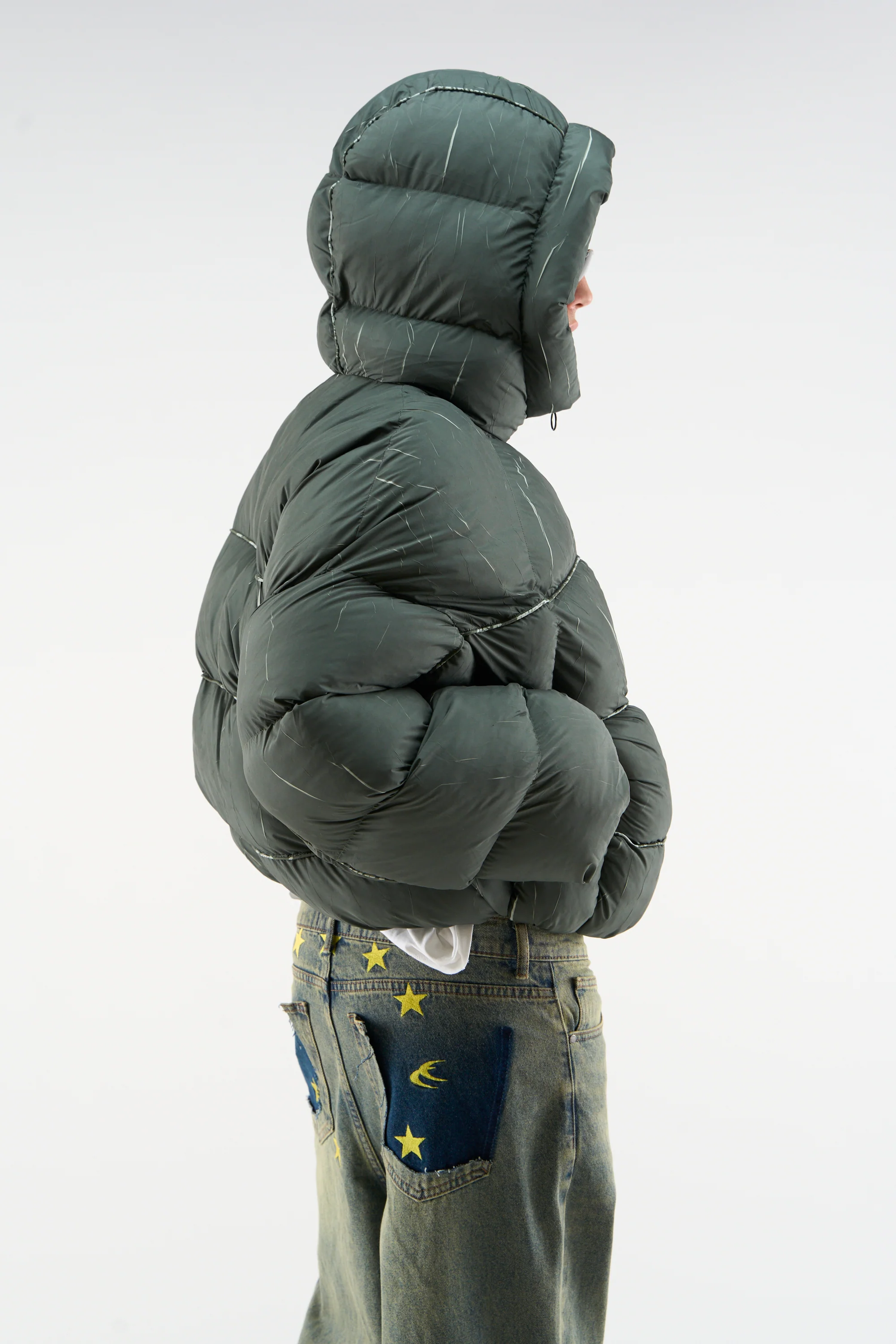 Marble Green Puffer Jacket - Image 5