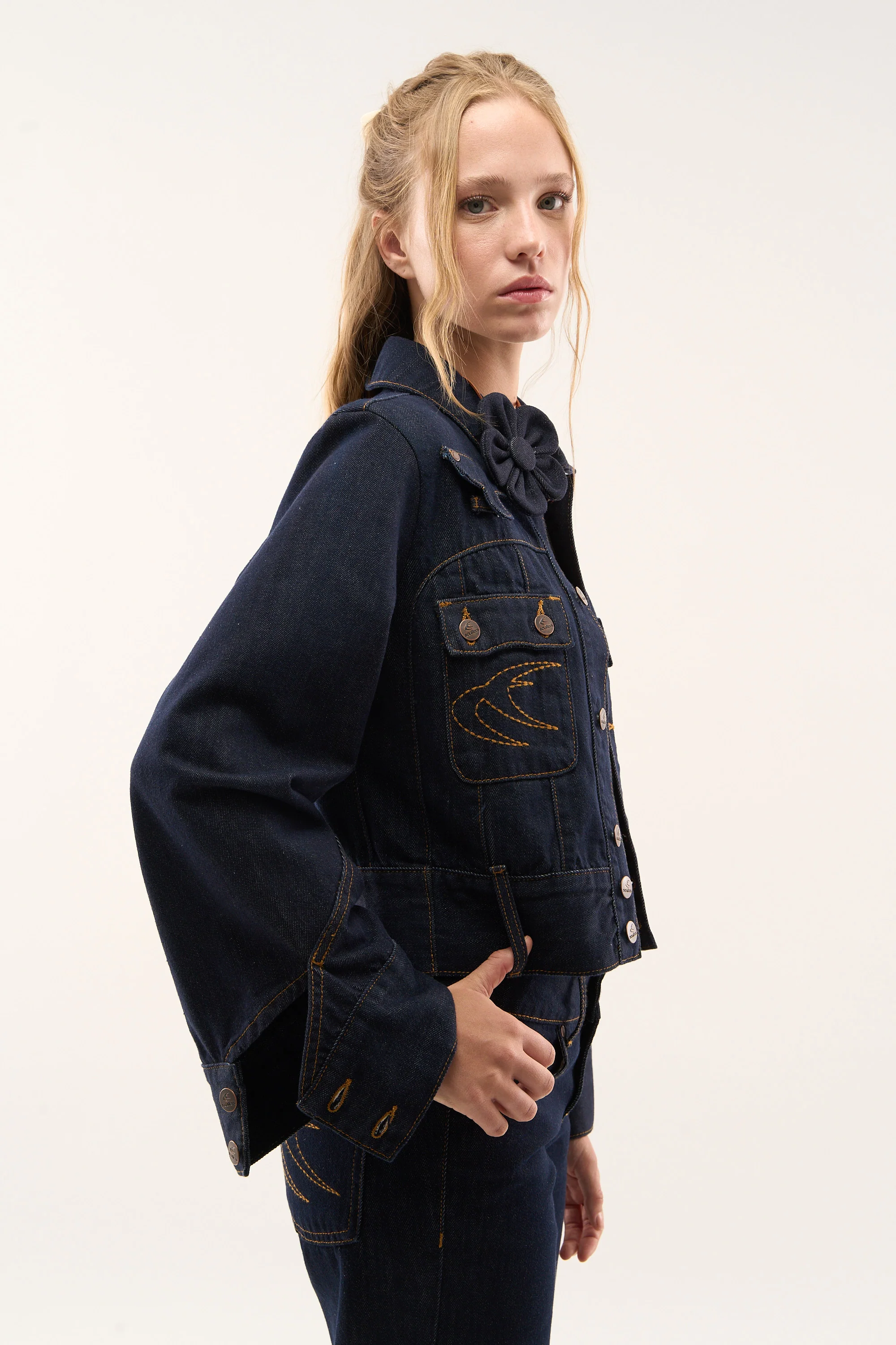Marine Dark Blue Denim Jacket - Image 7