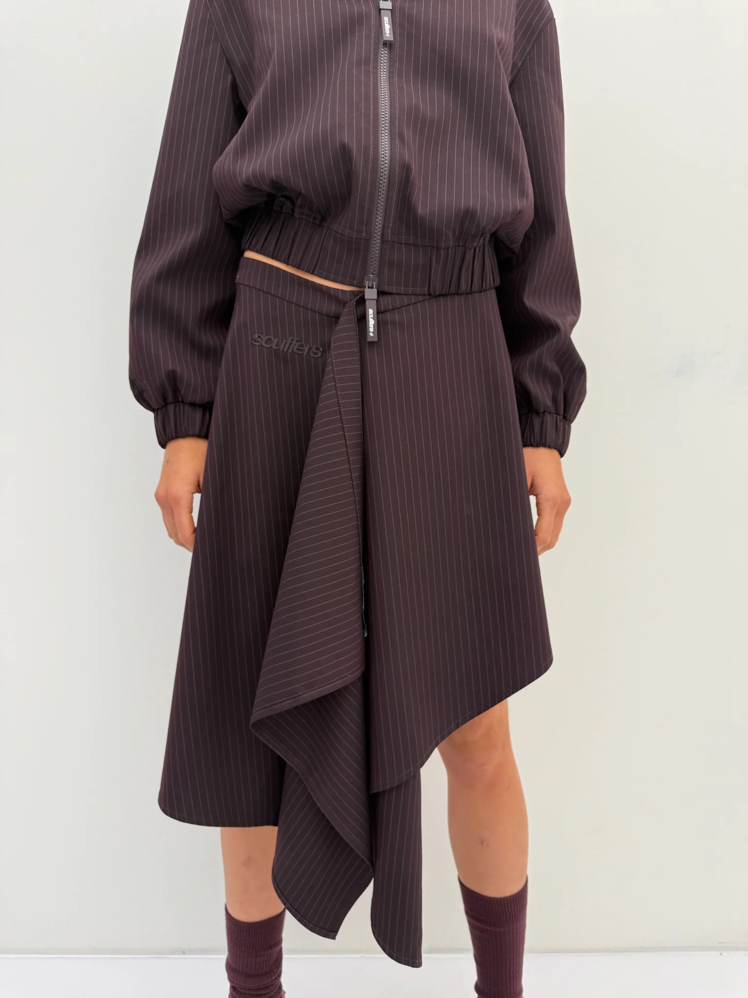 Nautica Burgundy Pinstripe Skirt - Image 5
