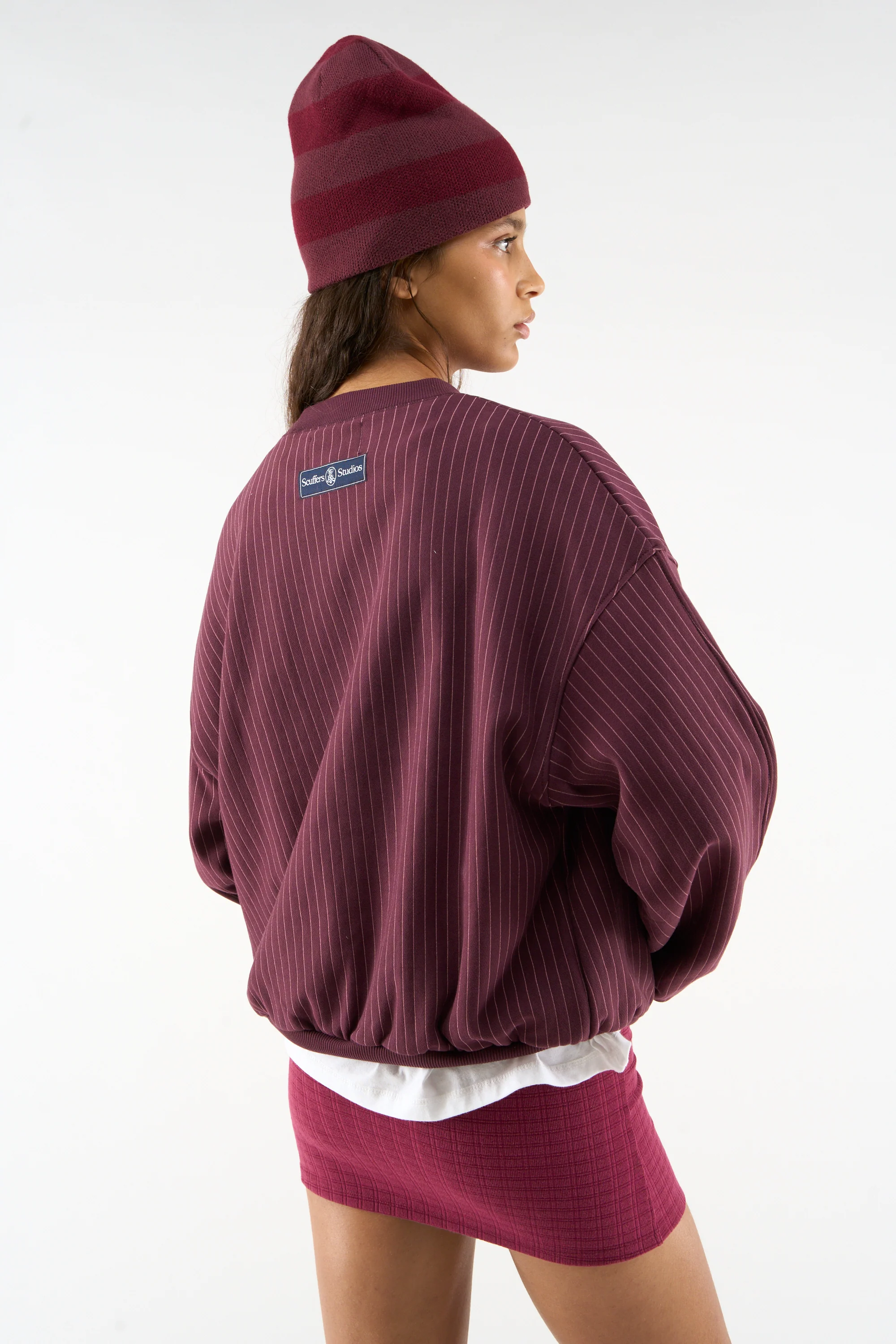 Pinstripe Burgundy Crewneck - Image 3