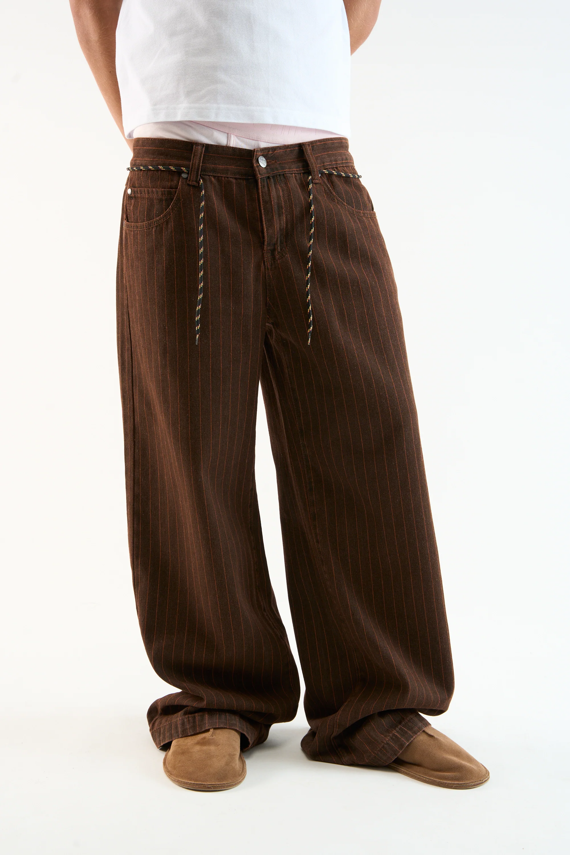 Pinstripe Carrie Brown Pants - Image 2