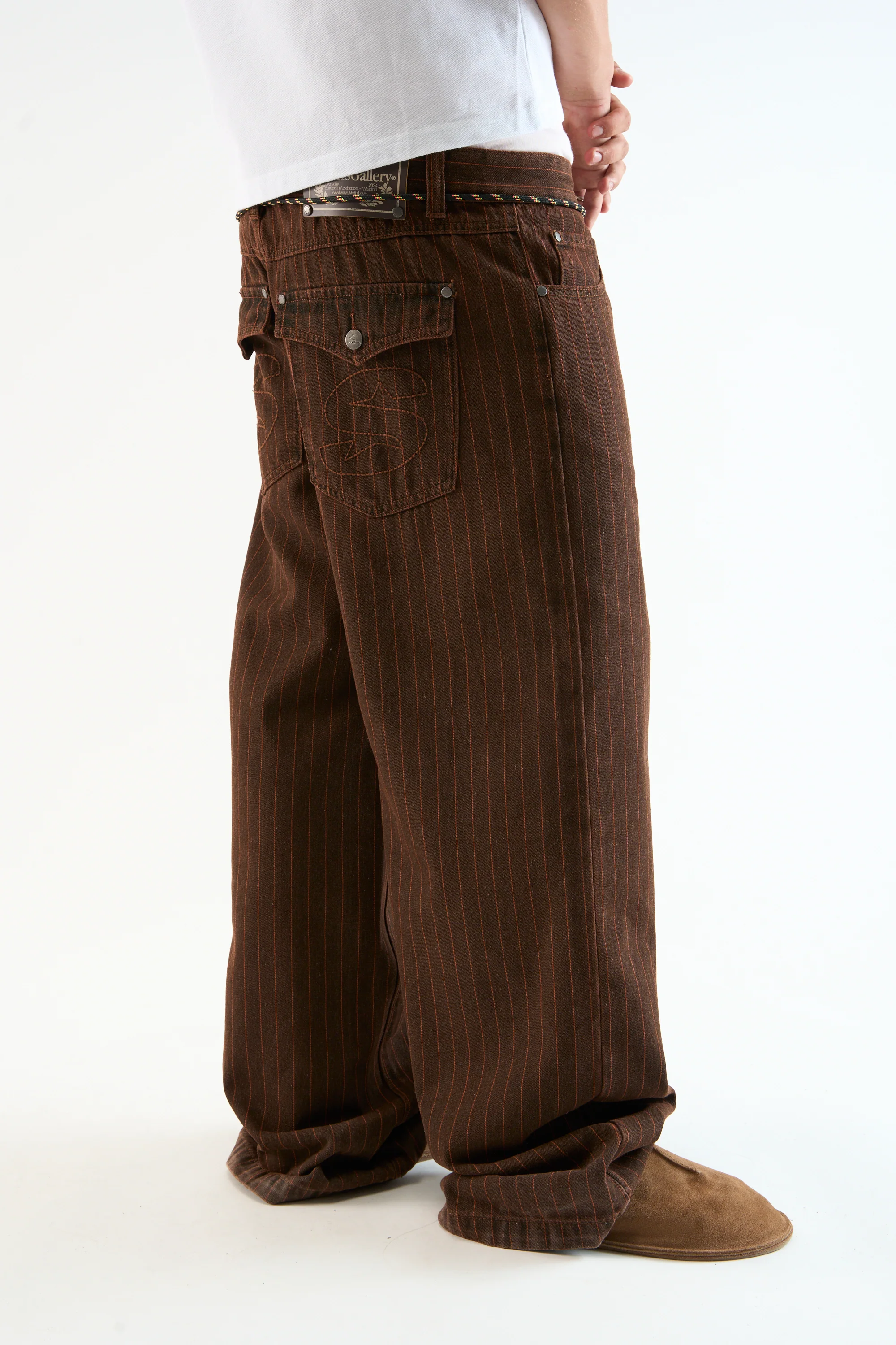 Pinstripe Carrie Brown Pants - Image 5