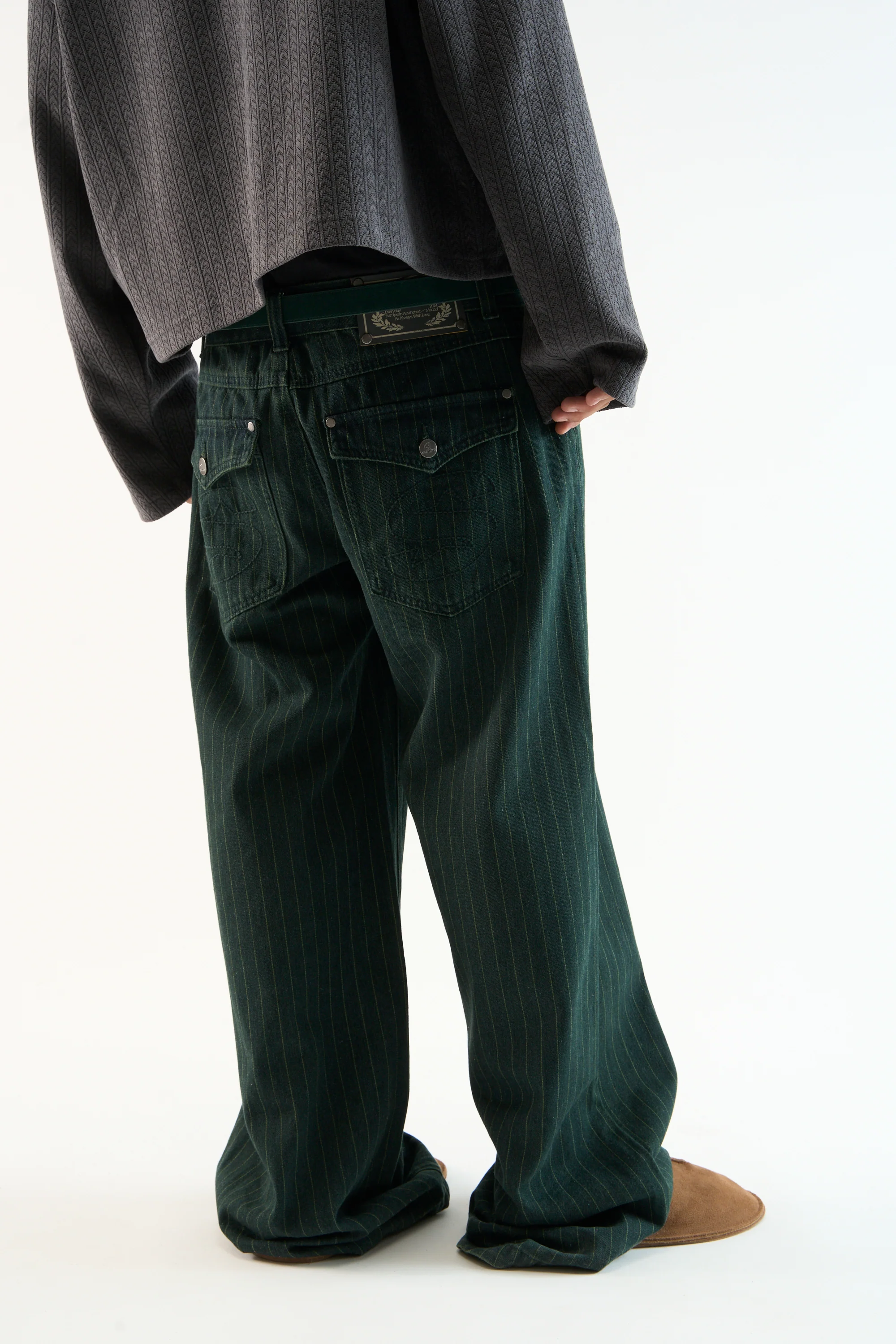 Pinstripe Carrie Green Pants - Image 4