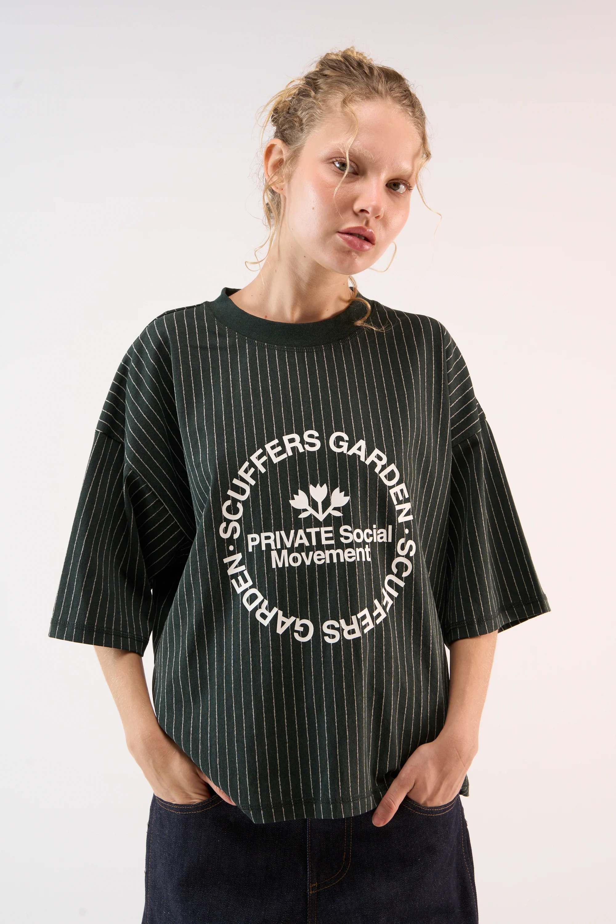 Pinstripe Green T-Shirt - Image 5