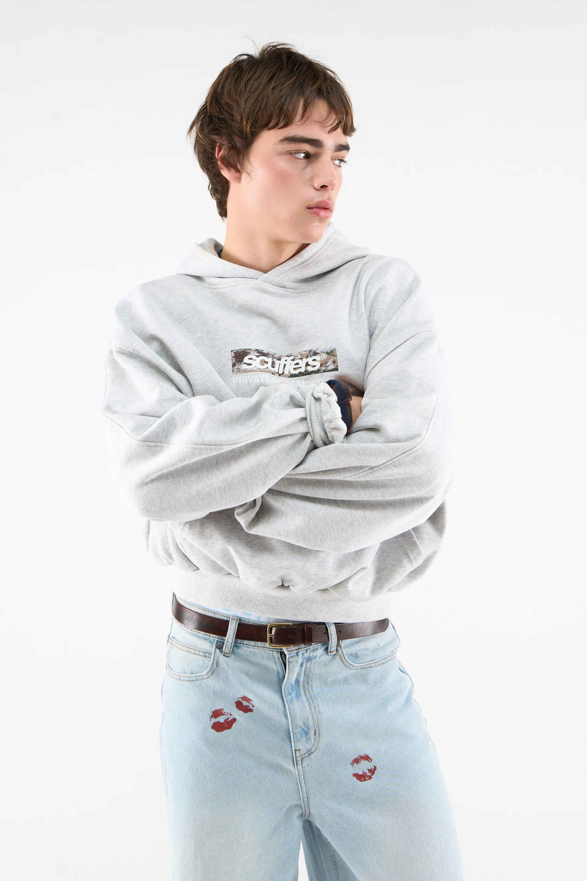 Private Grey Melange Hoodie - Image 3