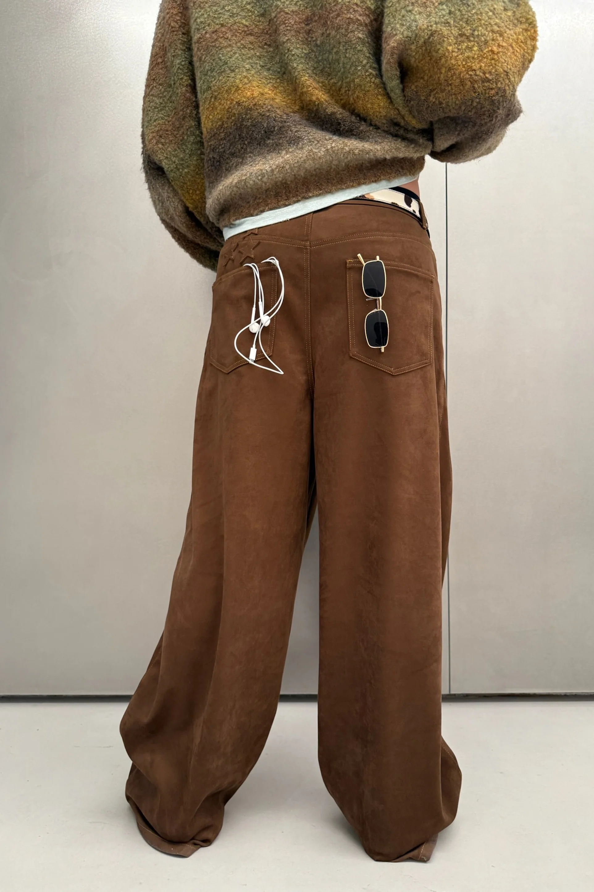 Suede Dark Brown Jumbo Pants - Image 11