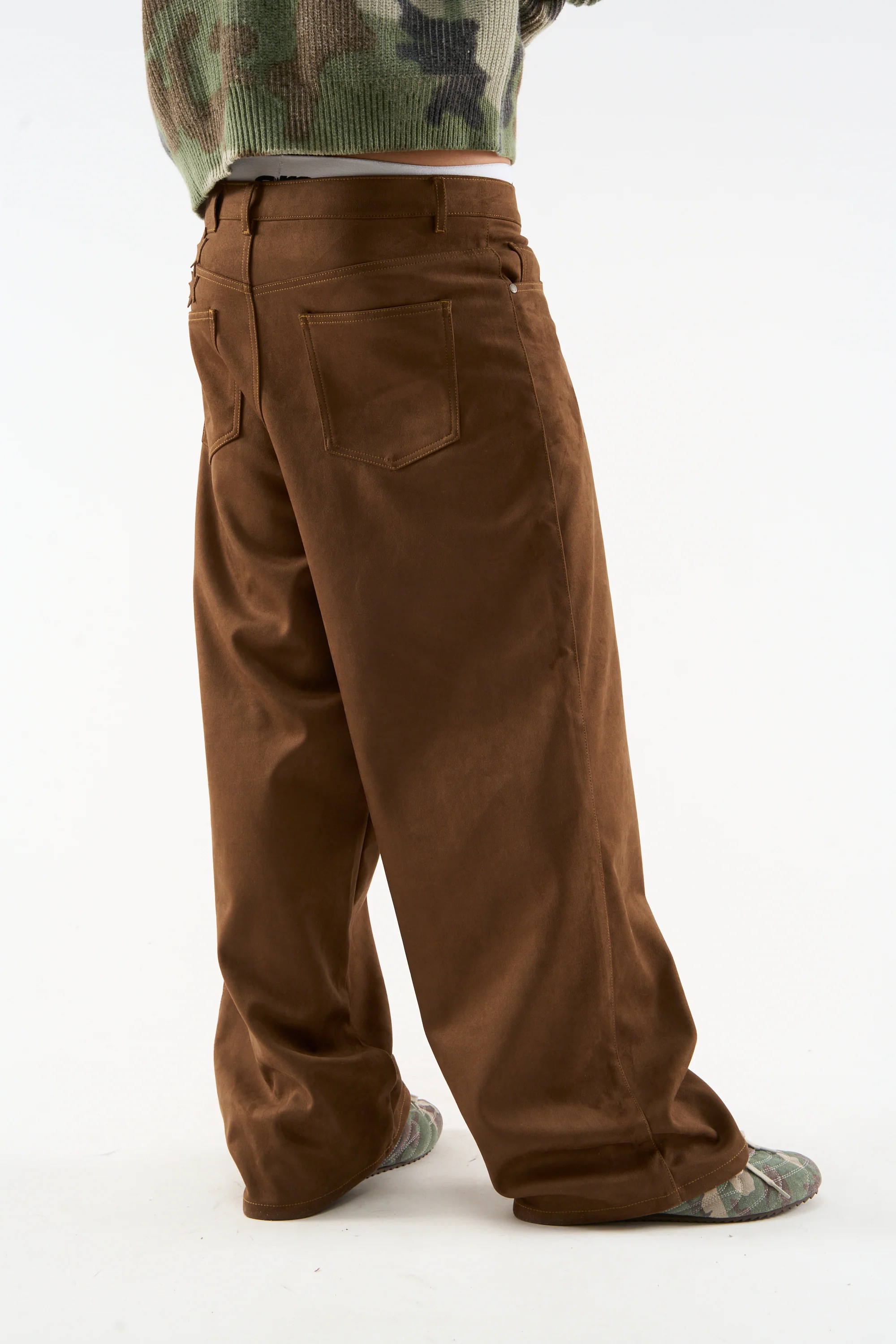 Suede Dark Brown Jumbo Pants - Image 6