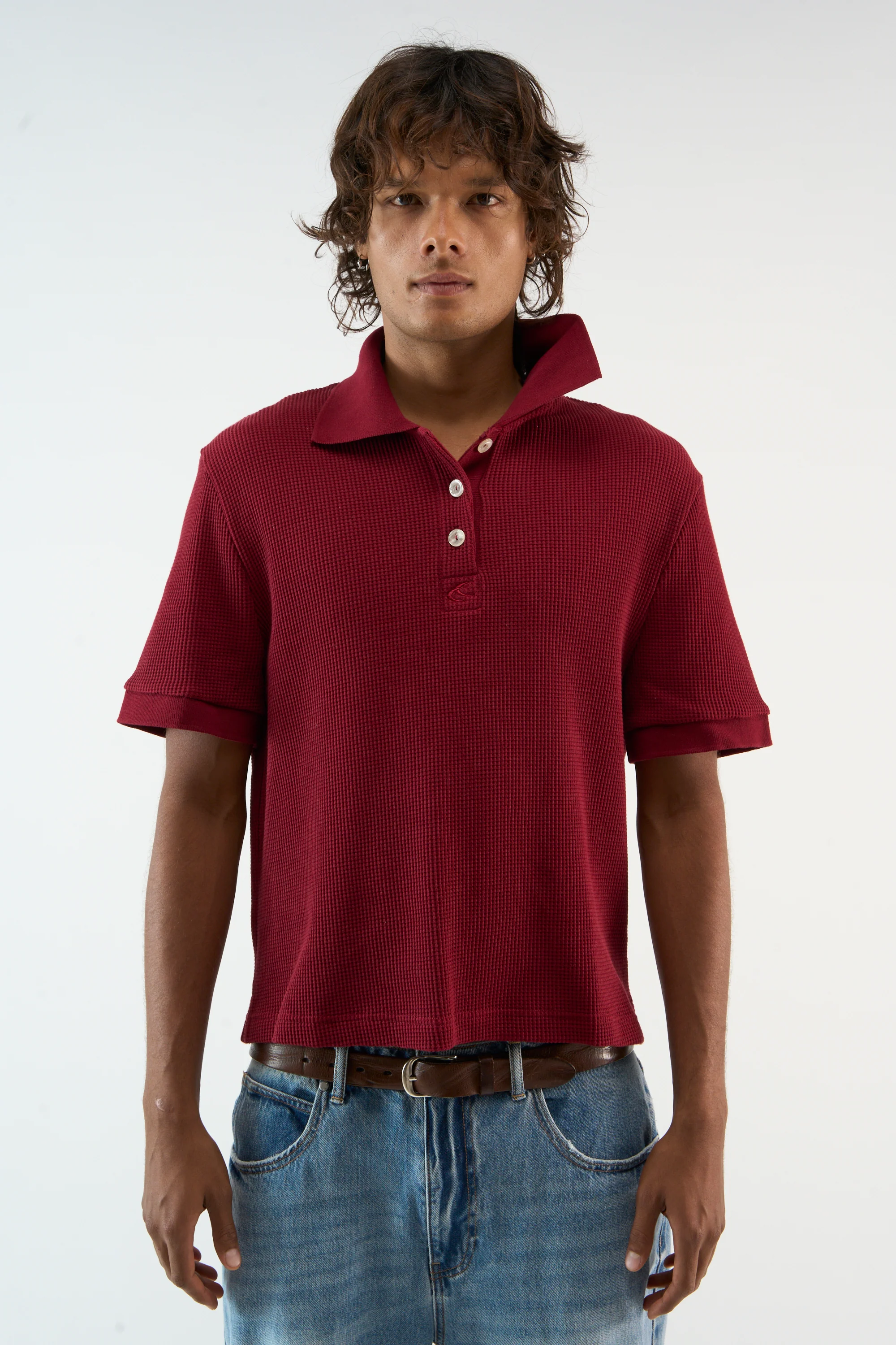 Waffle Burgundy Polo - Image 2